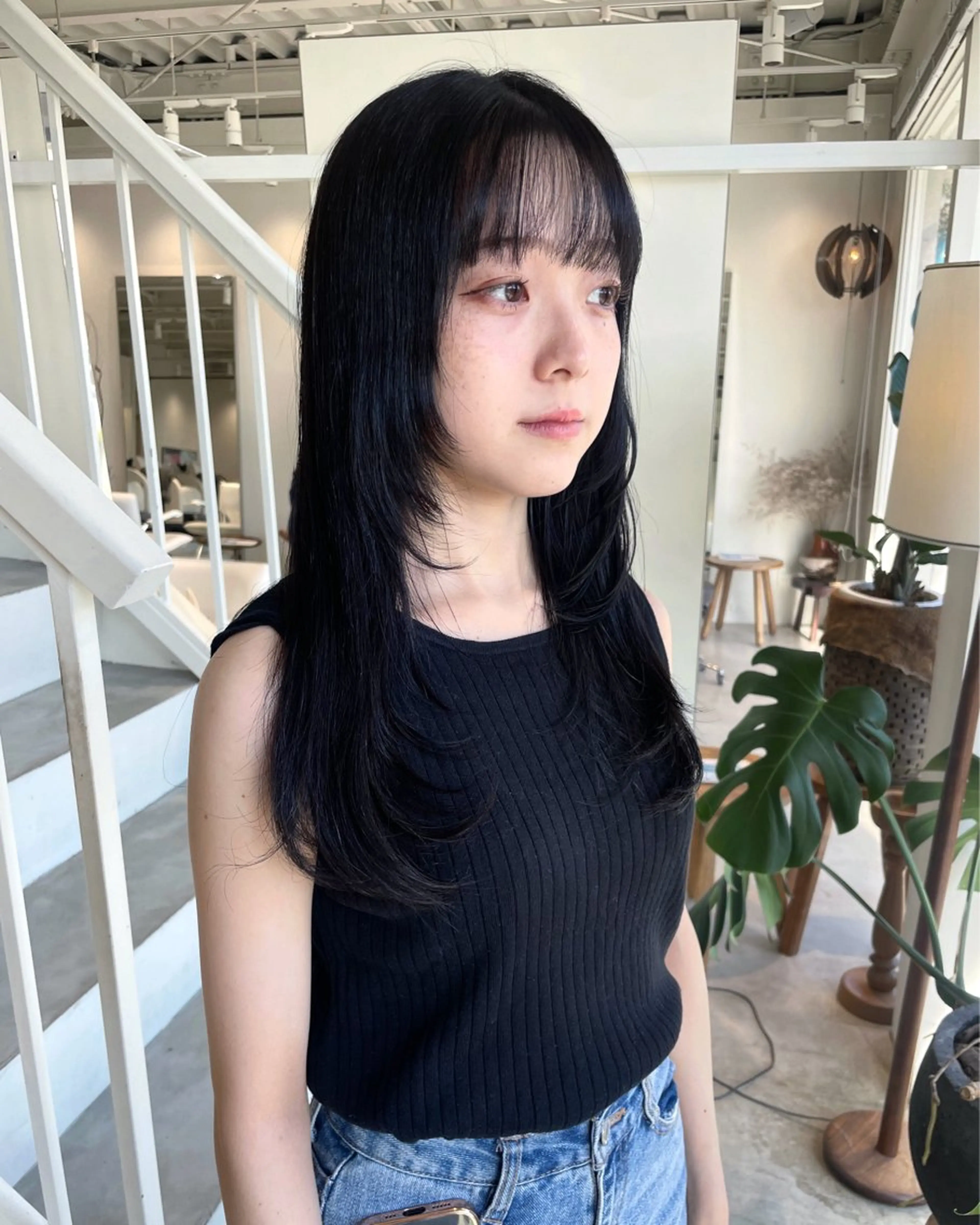 ロング カラー ヘアカラー 林 千聖のヘアスタイル