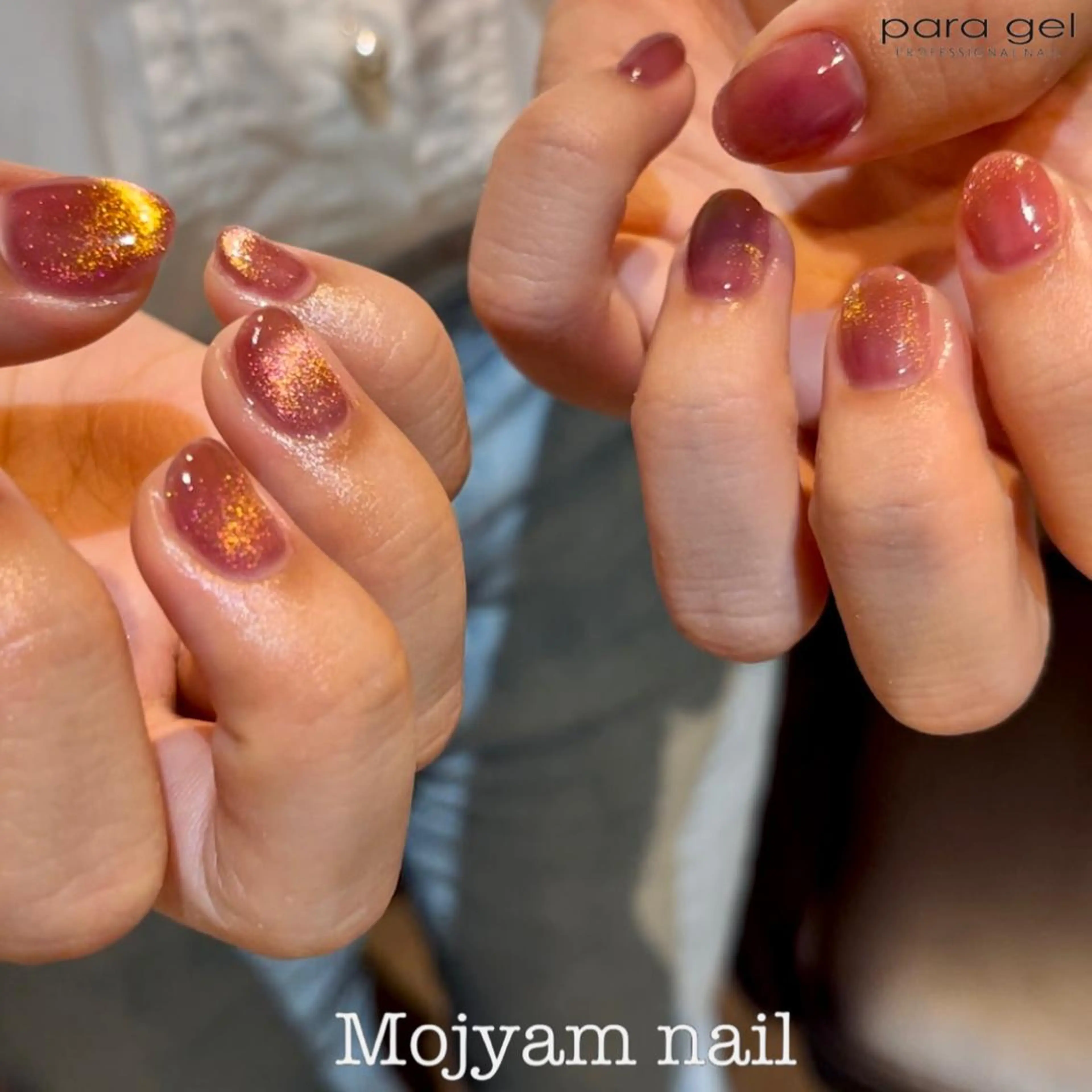 ネイル マグネットネイル 赤色 ショートネイル シンプルネイル 春ネイル ハンドネイル Mojyam nail所属・松本 実咲のネイルデザイン