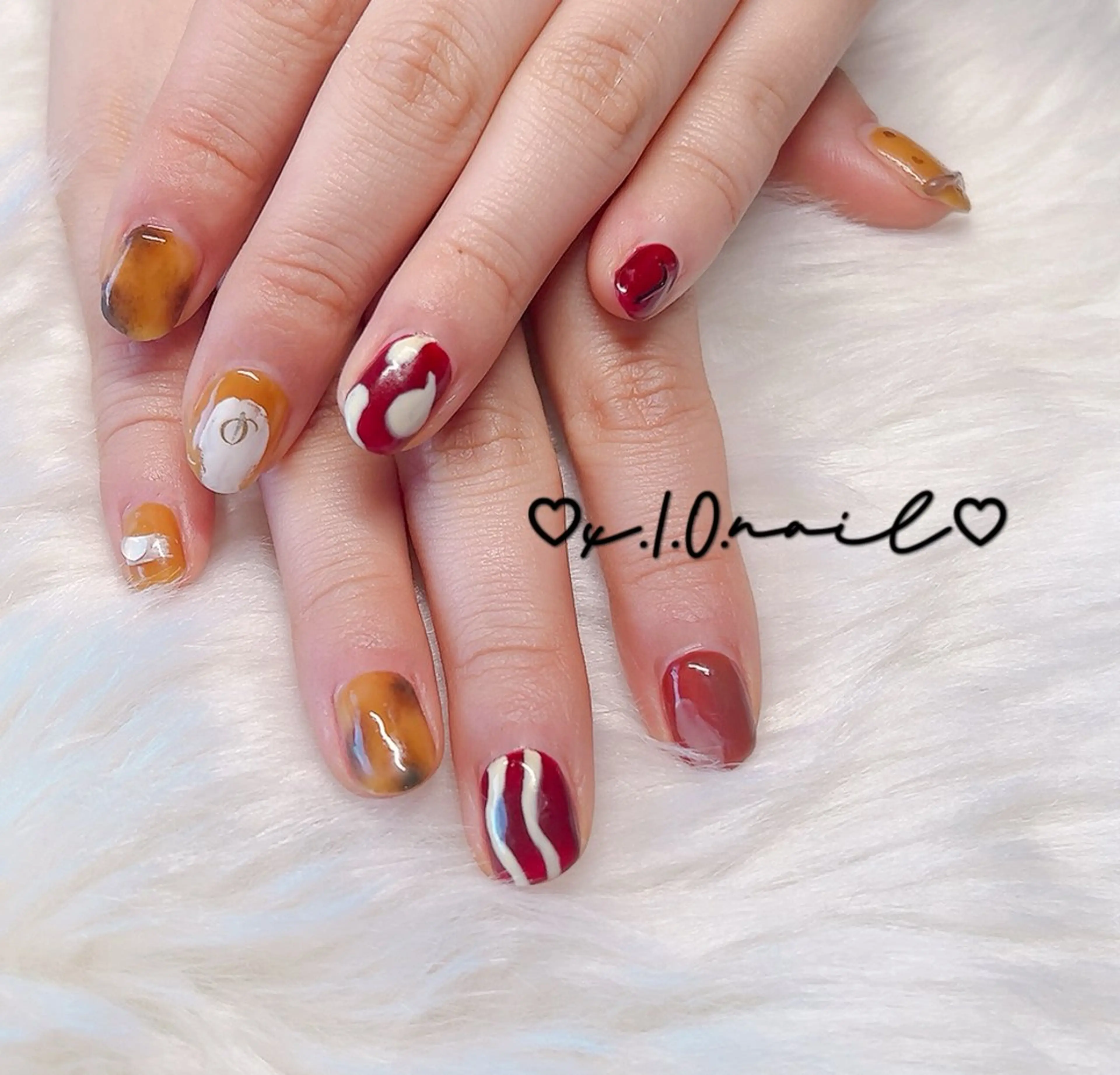 ネイル べっ甲ネイル 持ち込み ニュアンスネイル ぷっくりネイル ハンドネイル x.1.0.nail ♡Cのネイルデザイン