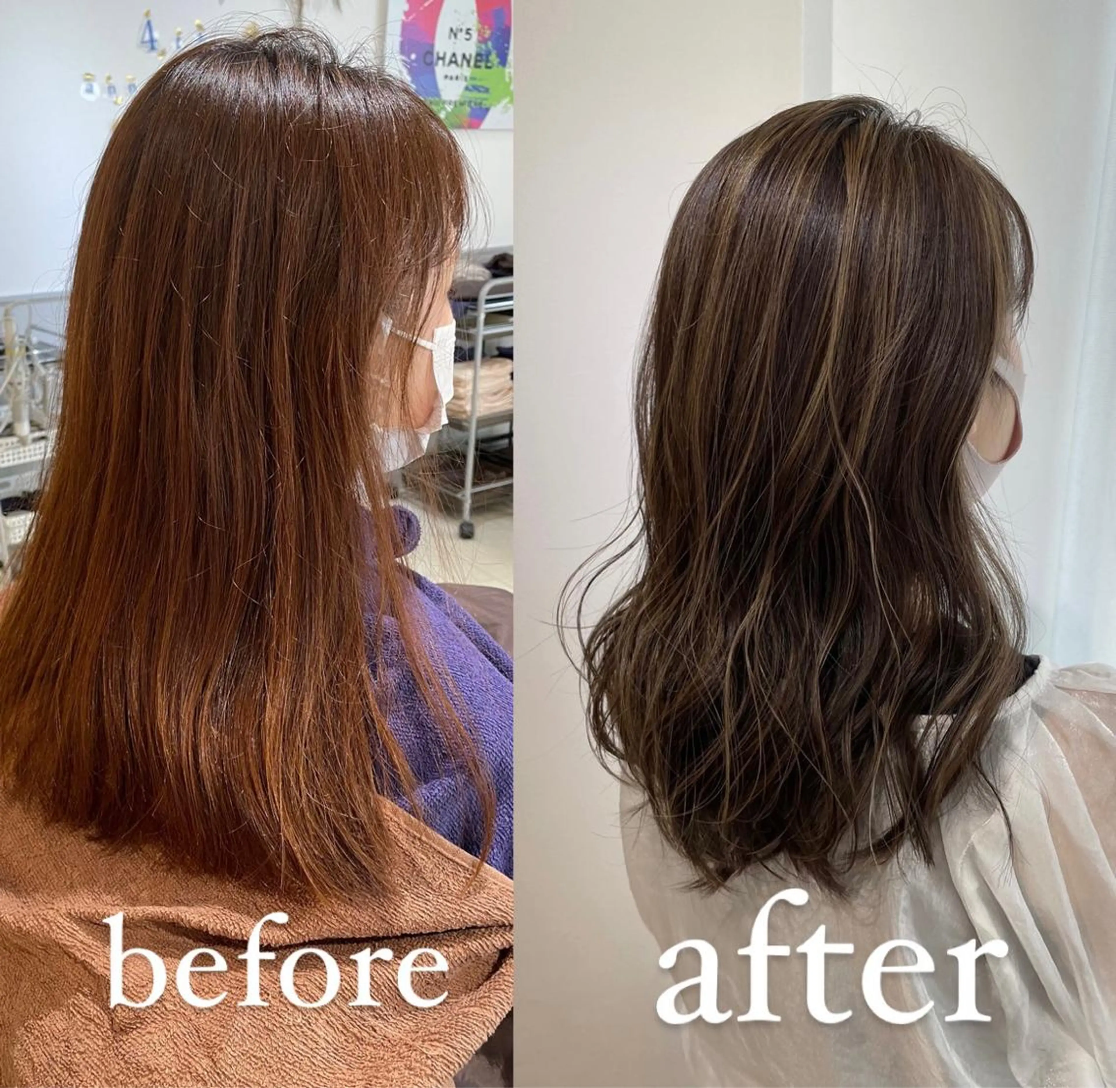 ミディアム カラー ハイライトカラー ハイライト カット ヘアカラー トリートメント ヘッドスパ 過去一の柔髪ヘア 🌿IVYjoureのヘアスタイル