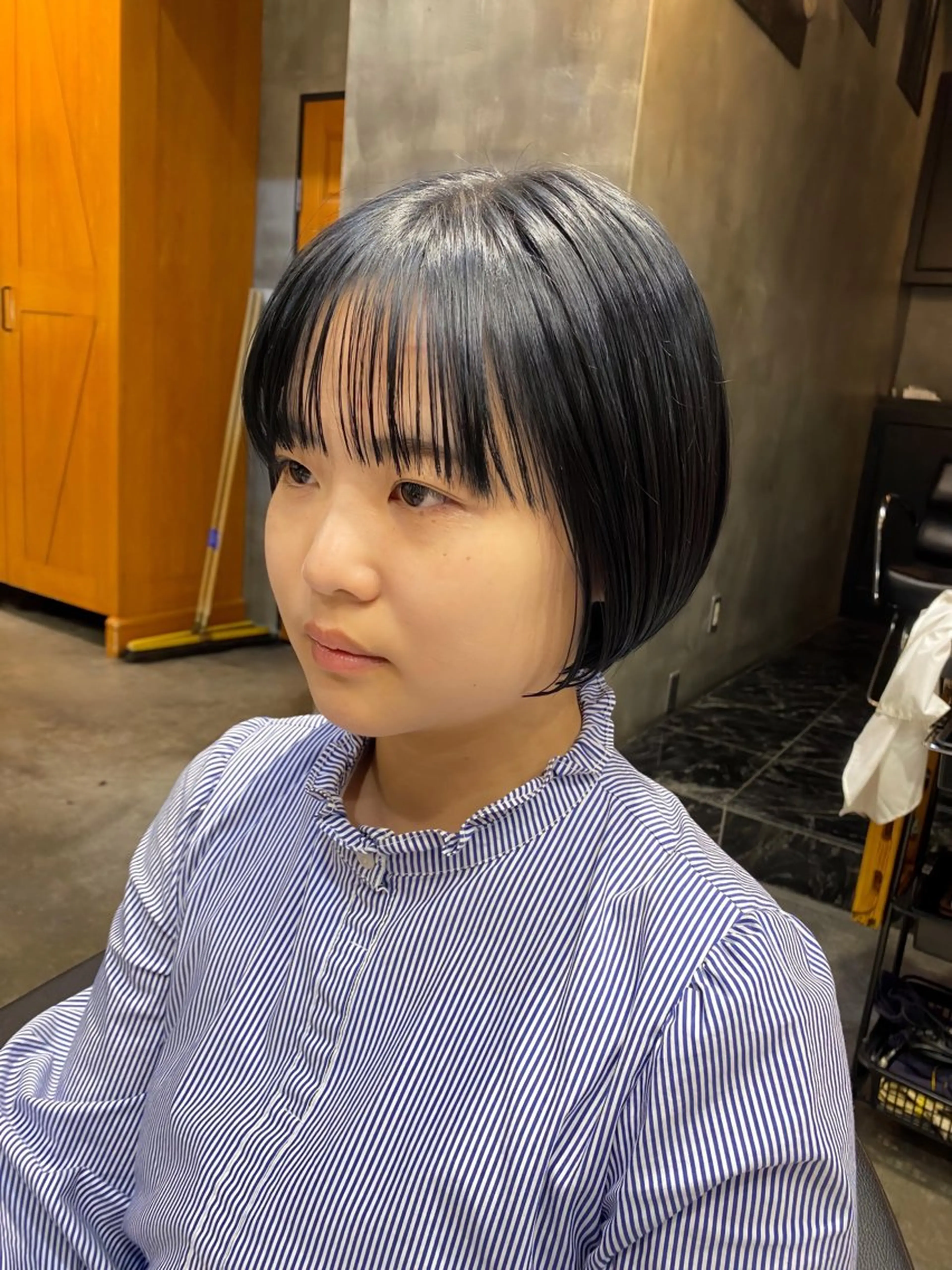 ショート カラー ショートボブ 黒髪 ブルーカラー ブルーブラック ボブ カット ヘアカラー トリートメント ブリーチなしダブル カラー🧸🐺陽介のヘアスタイル