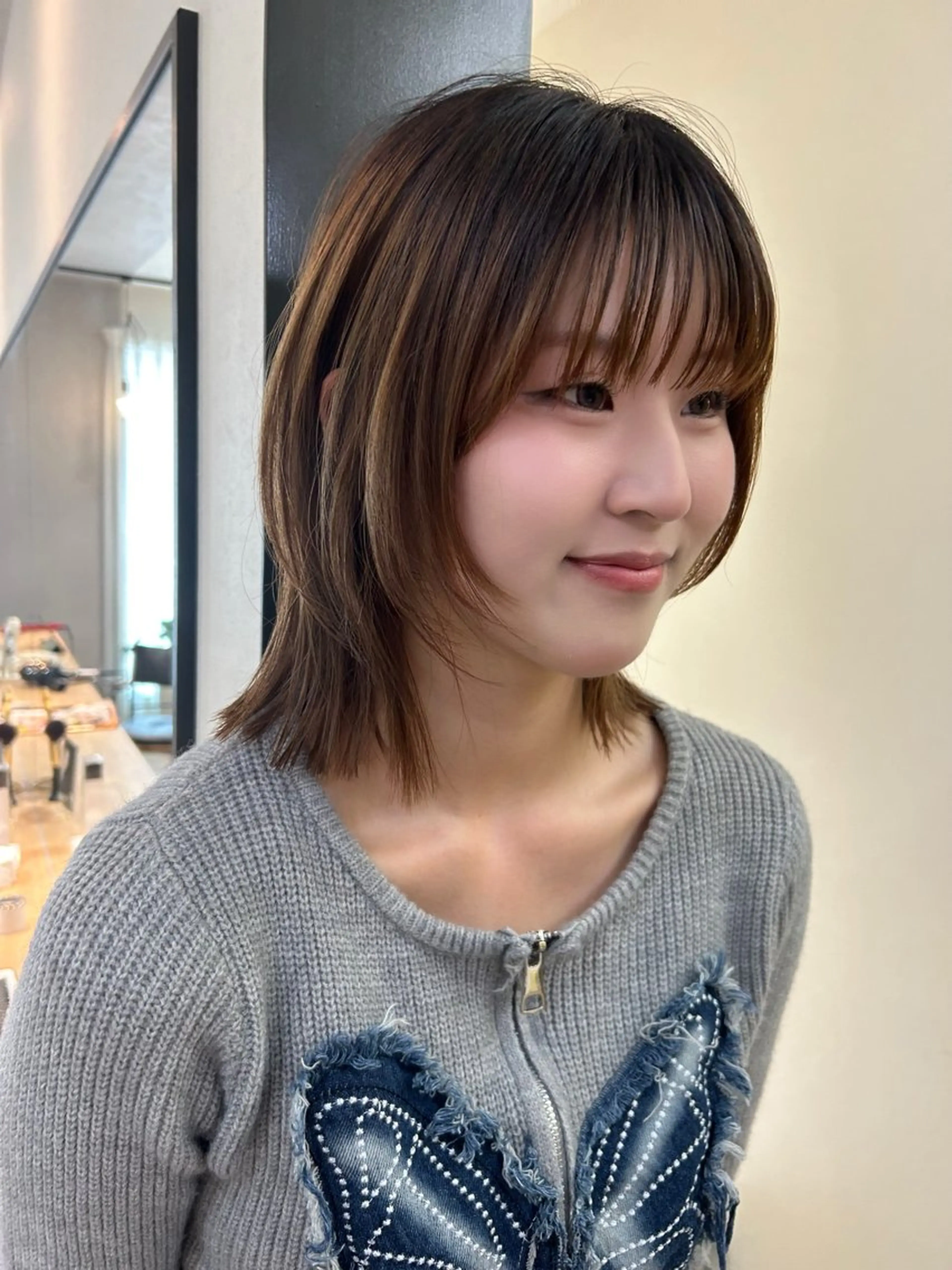 ミディアム ボブレイヤー ボブ 韓国風ヘア レイヤーカット カット トリートメント hub hair レイヤー/透明感のヘアスタイル