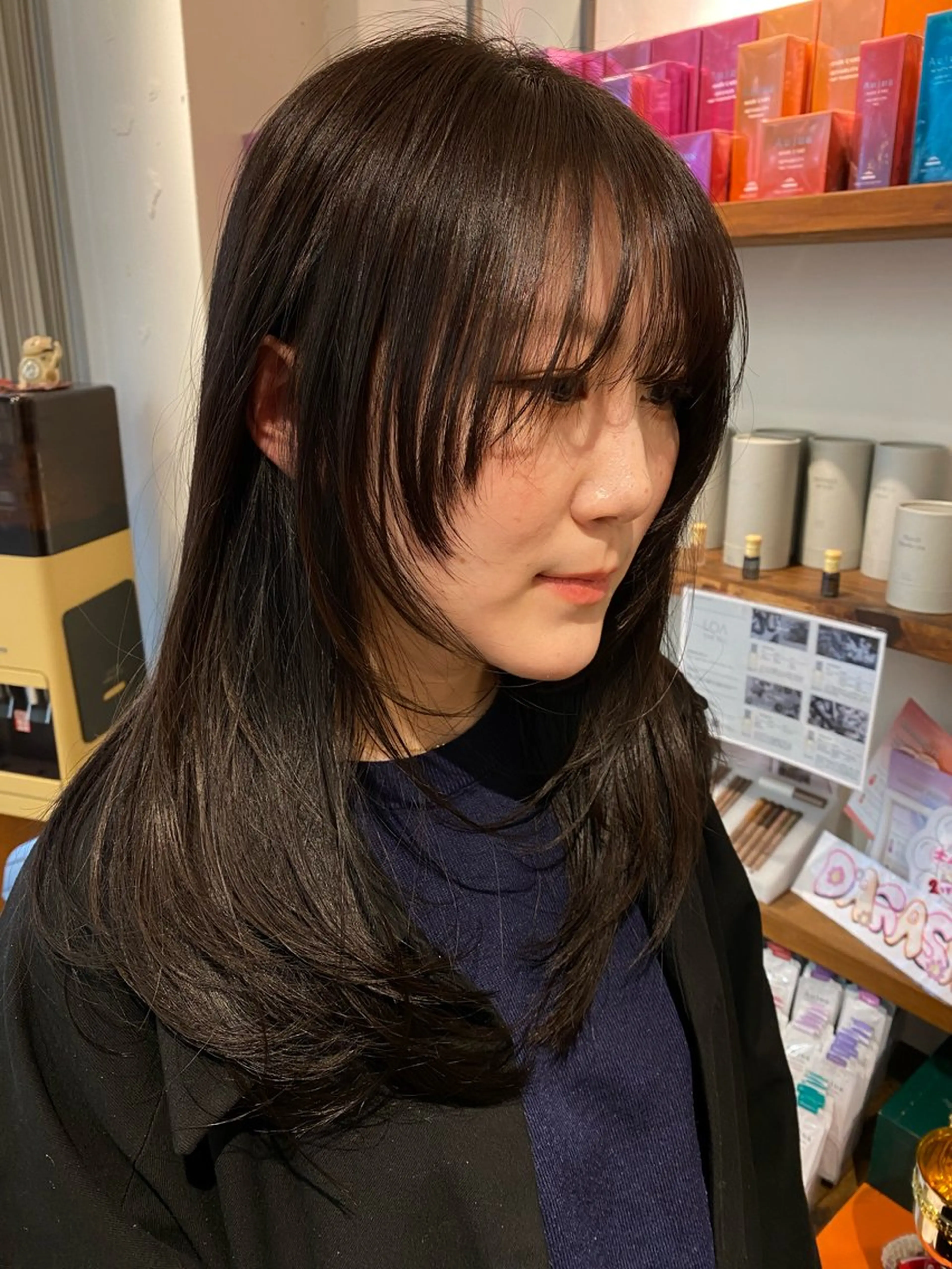 ロング カラー カット ヘアカラー ナチュラルヘア🫧 ナナミのヘアスタイル