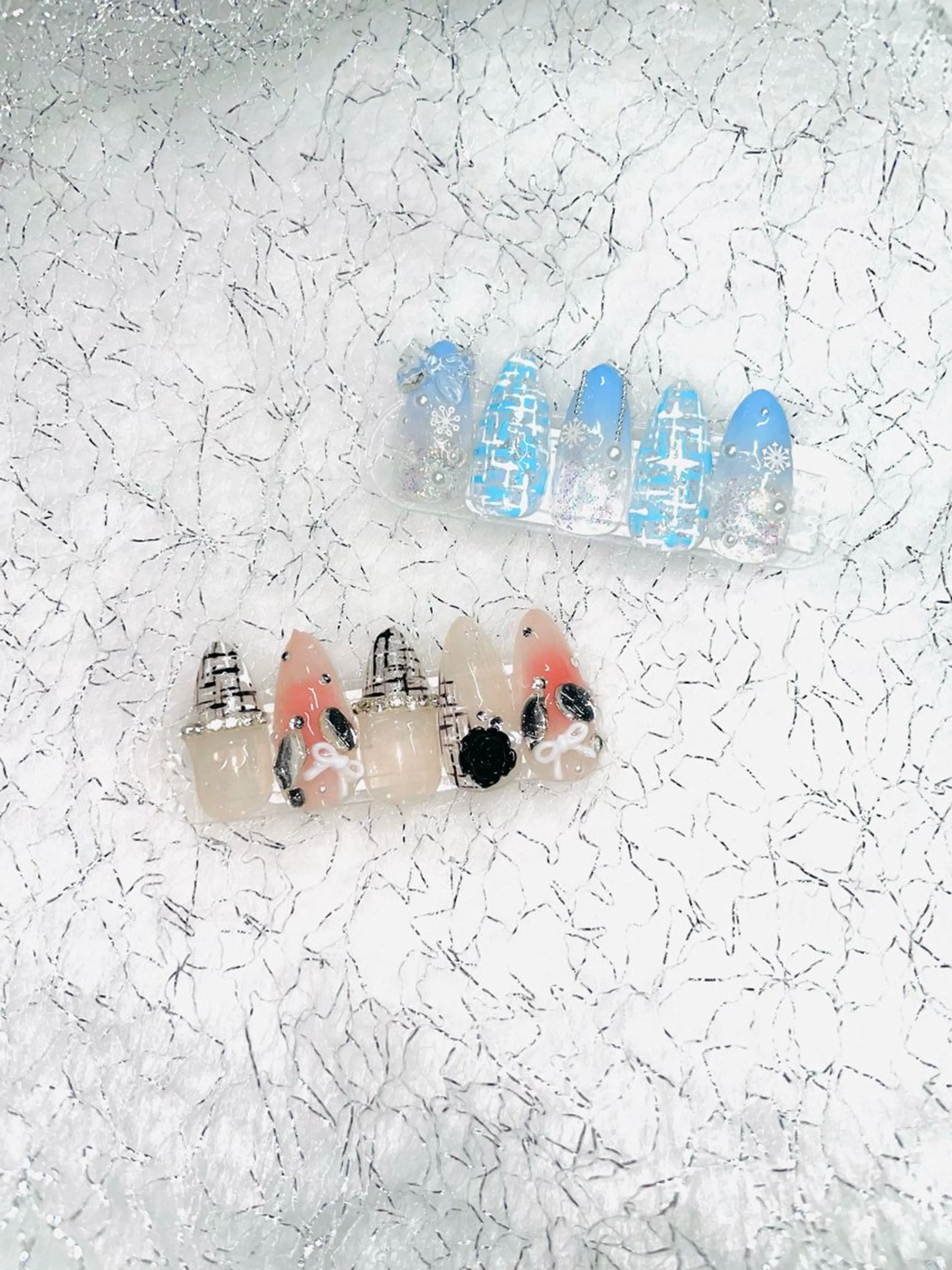 ネイル ツイードネイル 冬ネイル クリスマス I-nail Moeのネイルデザイン