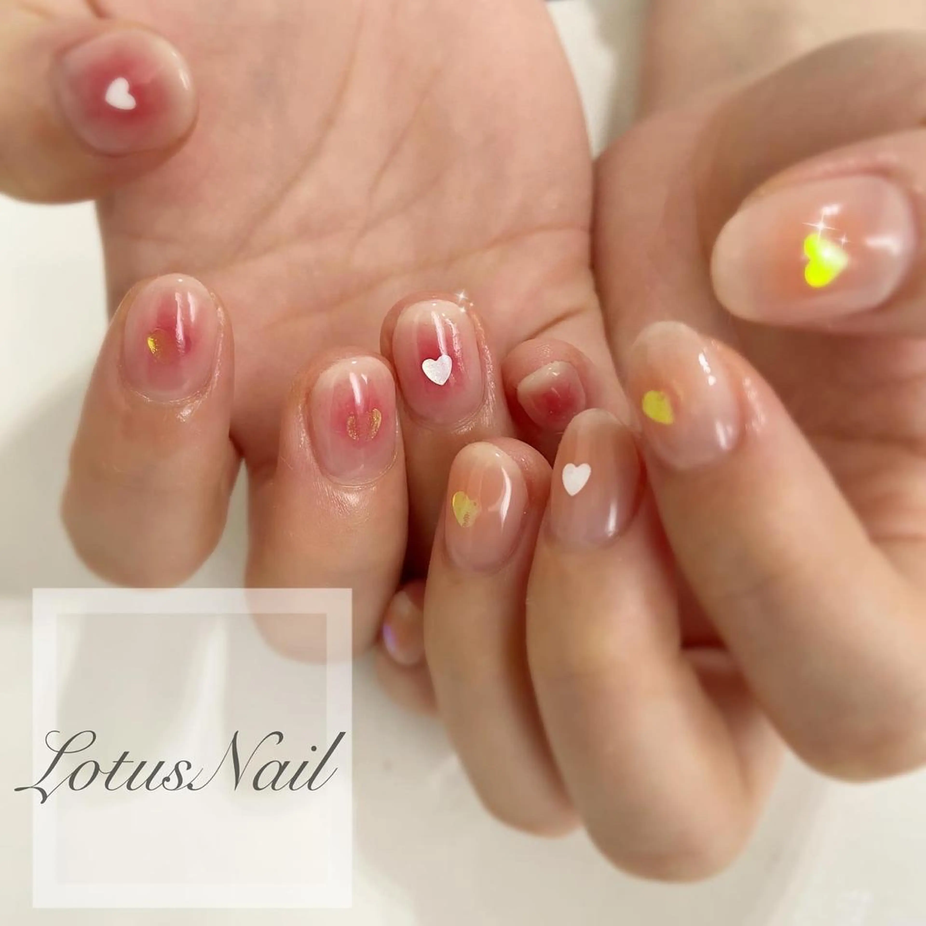 ネイル チークネイル ハート 韓国ネイル ハンドネイル Lotus Nailのネイルデザイン