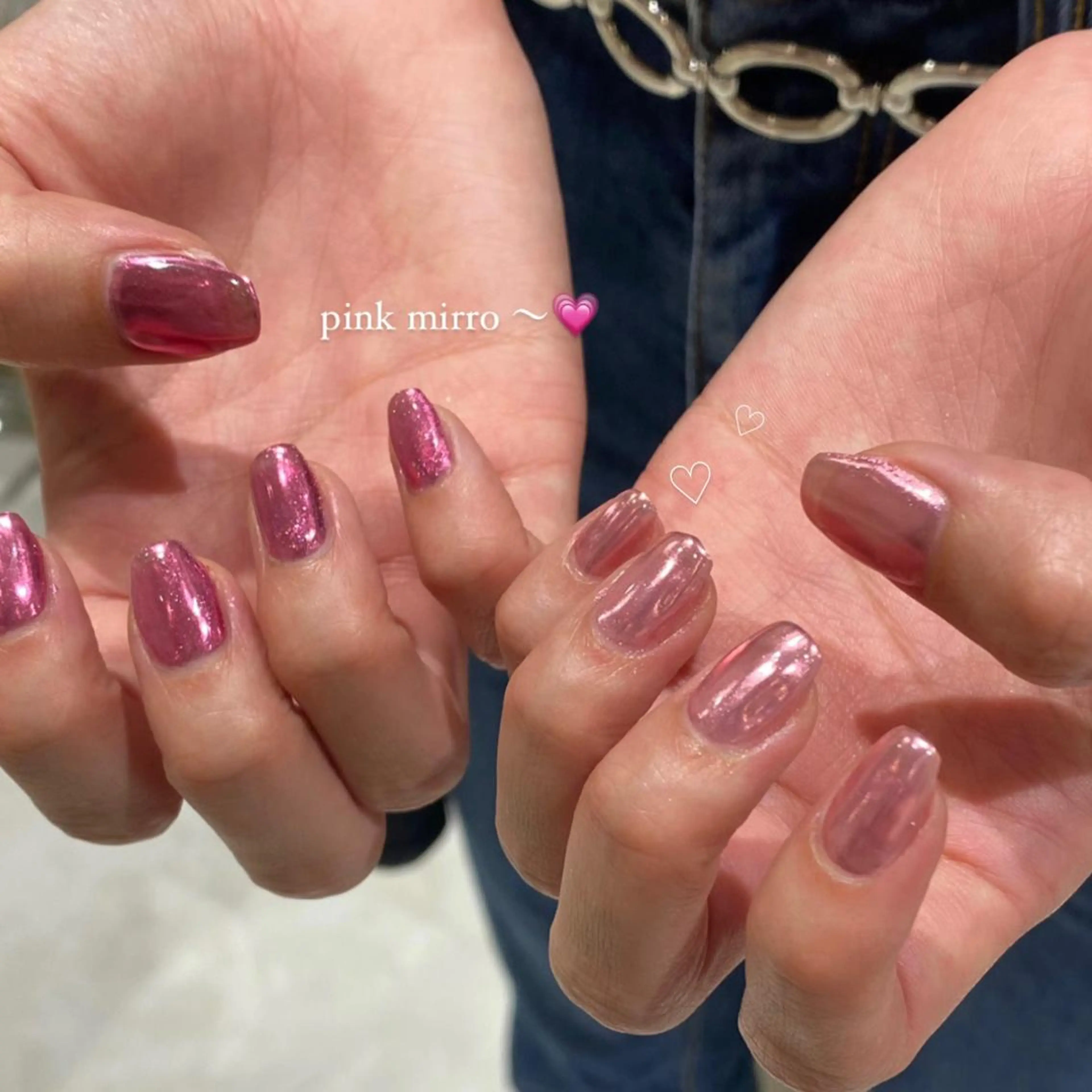 ネイル ミラーネイル ピンク PLATINUM   DOLL【プラチナムドール】所属・ひろこ eyelist🎀のマツエク・マツパデザイン