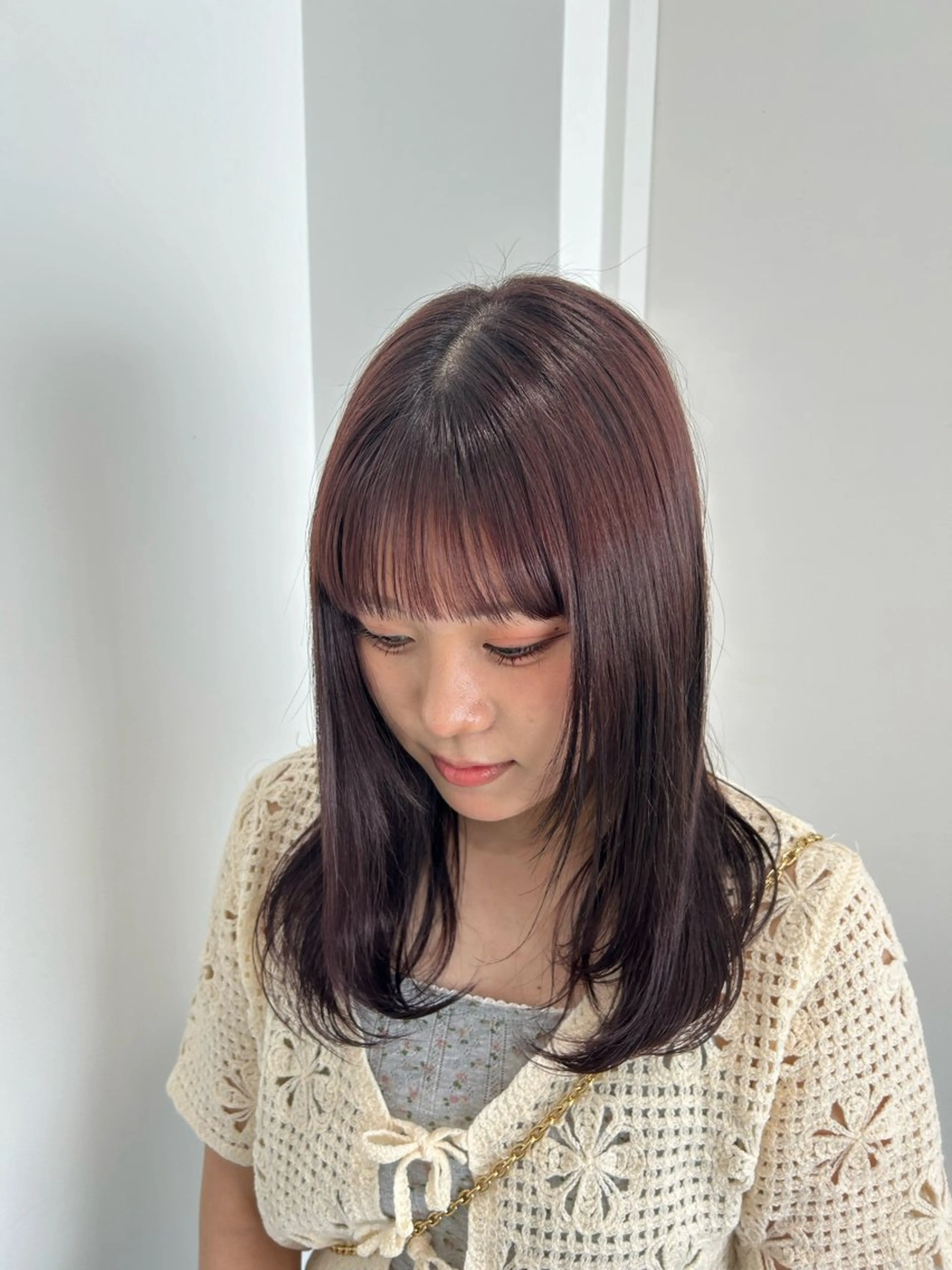 セミロング カラー 愛結 暖色カラー🎀🩰のヘアスタイル