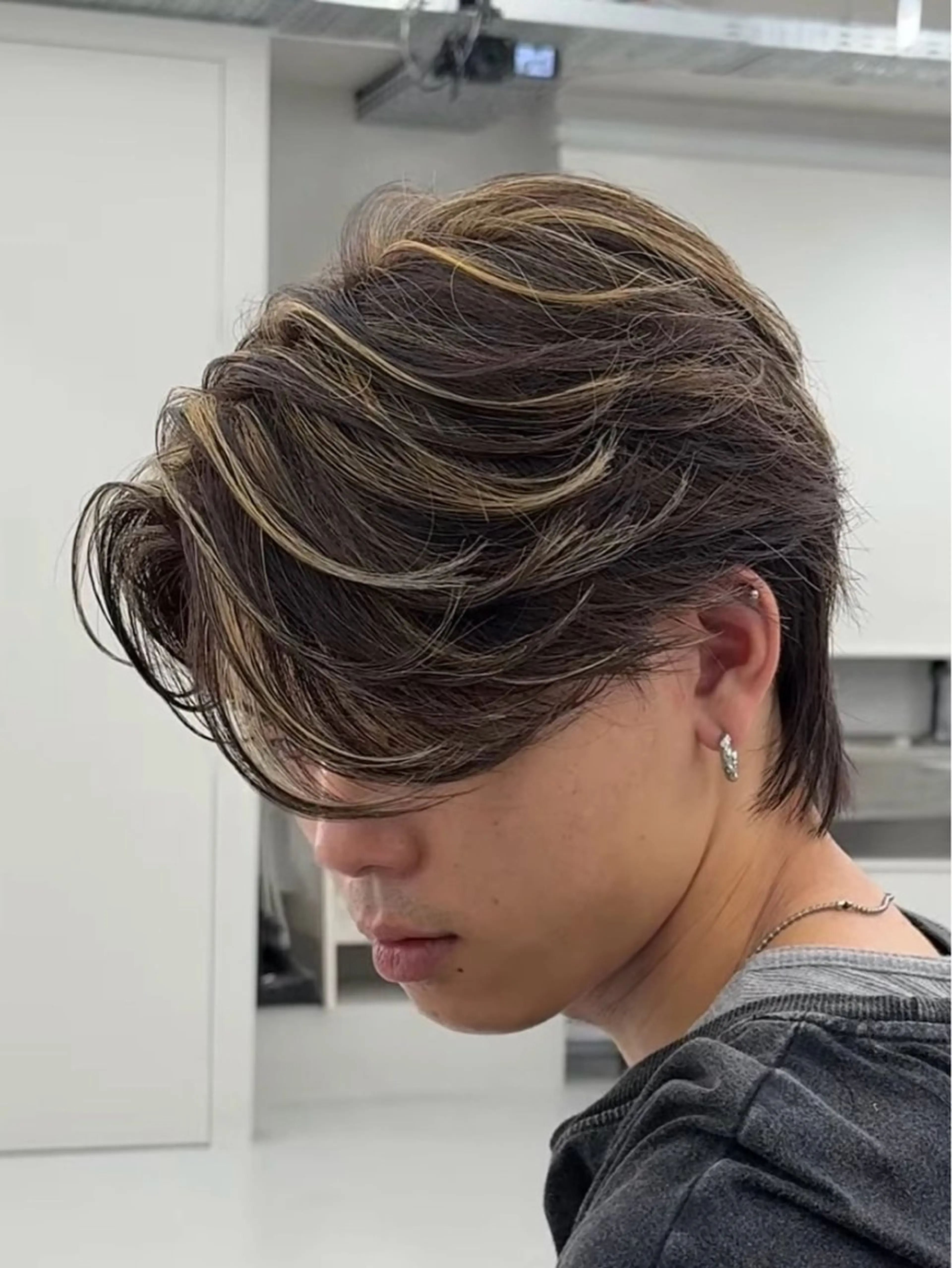 メンズ センターパート メンズハイライト メンズメッシュ カット ヘアカラー 大人メッシュ/ ハイライト/ぽんのヘアスタイル