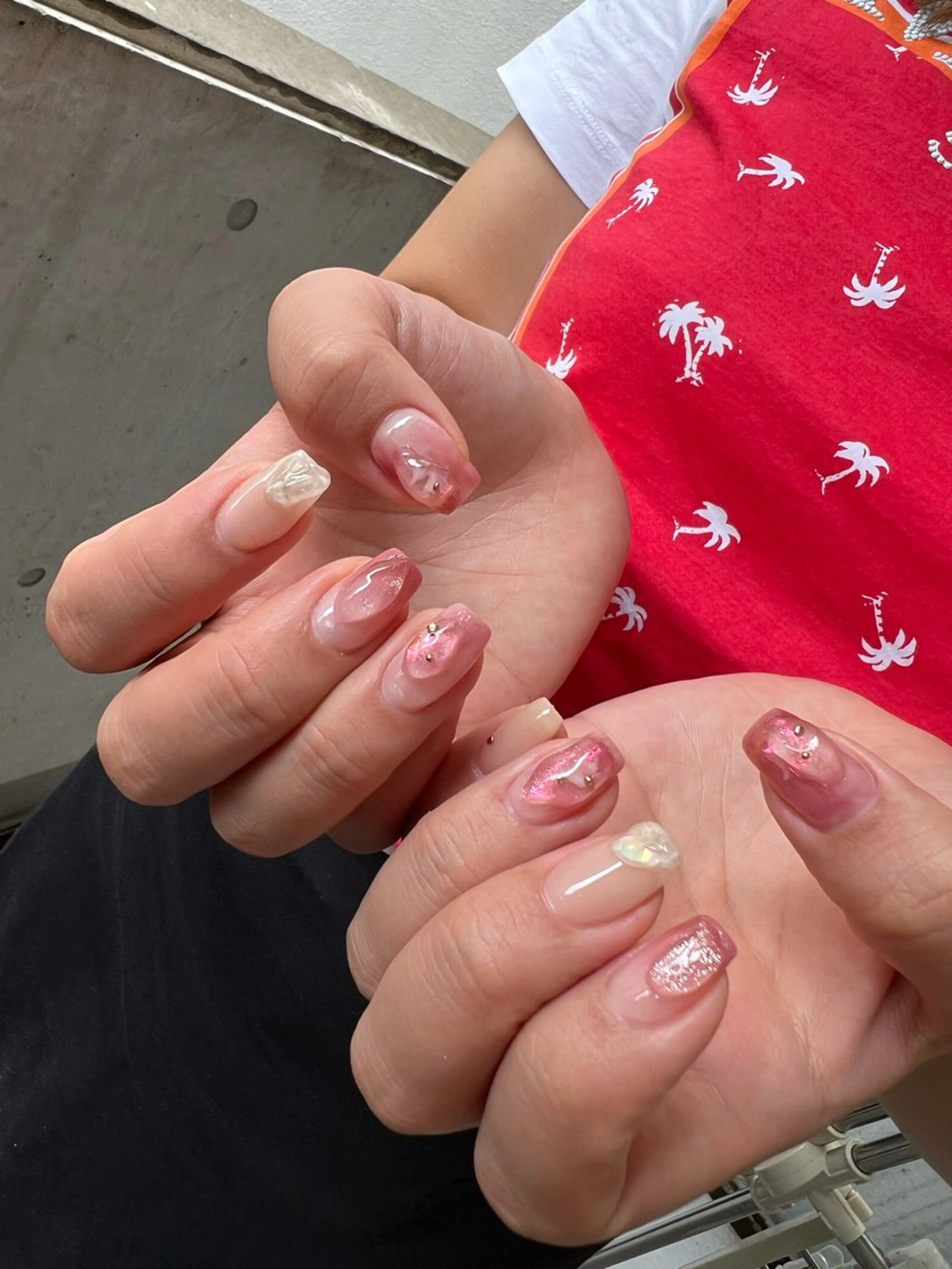 ネイル 持ち込み ニュアンスネイル ピンク ハンドネイル ハンドケア Charme. NOBUKOのネイルデザイン