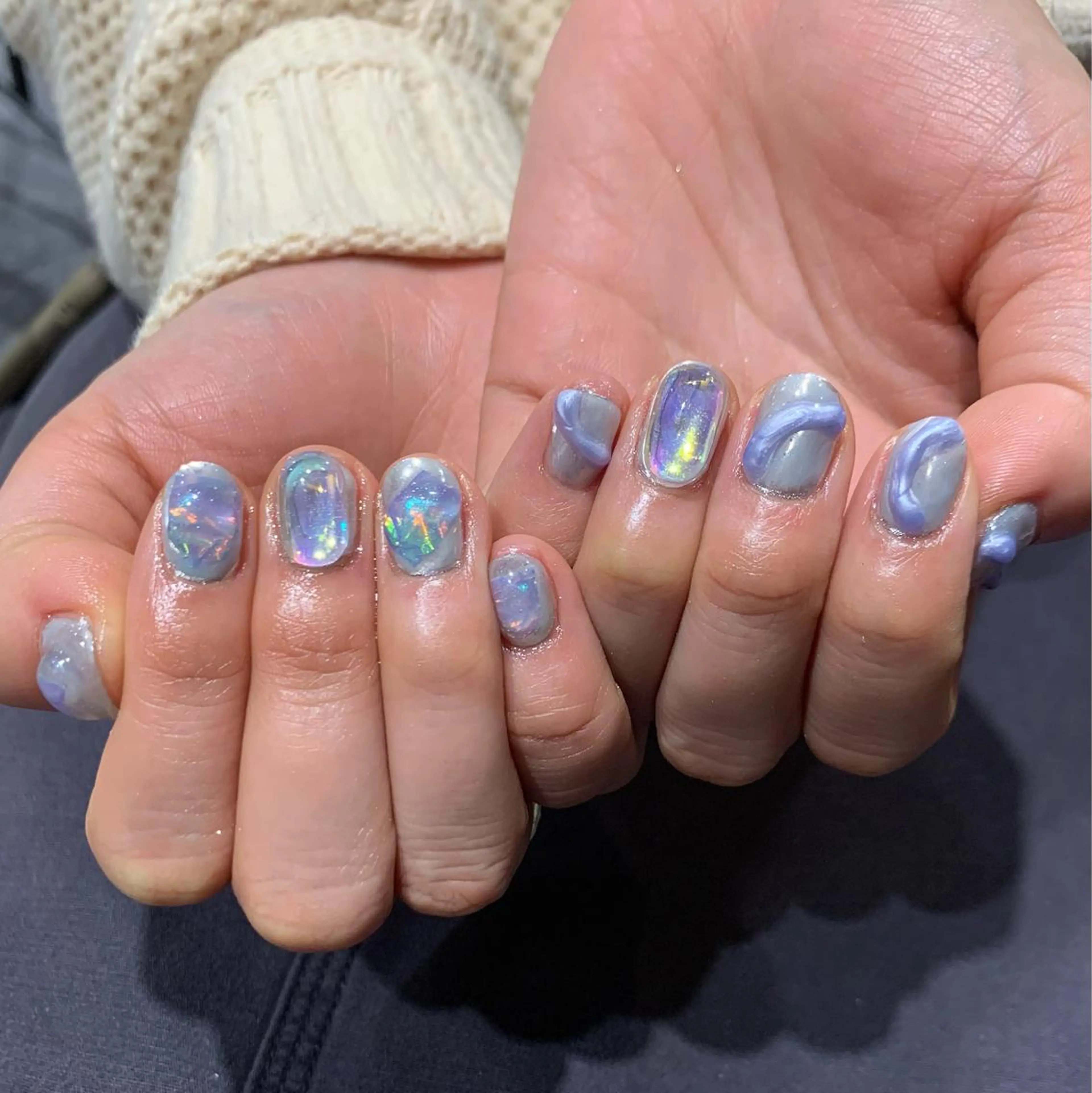 ネイル 氷ネイル・うるうるネイル ハンドネイル nailist Chisakiのネイルデザイン