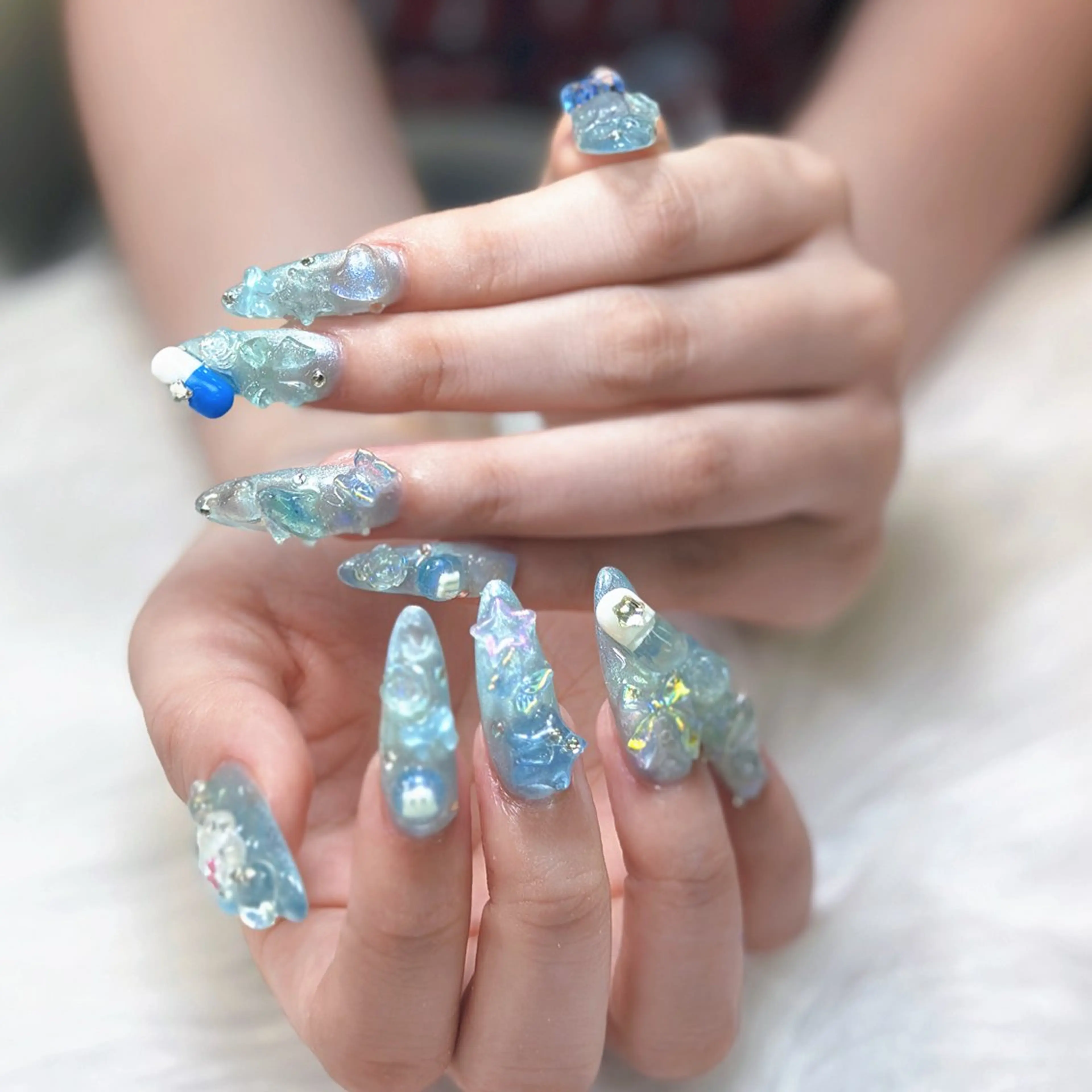 ネイル ハート 韓国ネイル スカルプネイル 夏ネイル ワンホンネイル ハンドネイル MELODY BEAUTY SALON所属・Melody  スカルプ専門店のネイルデザイン