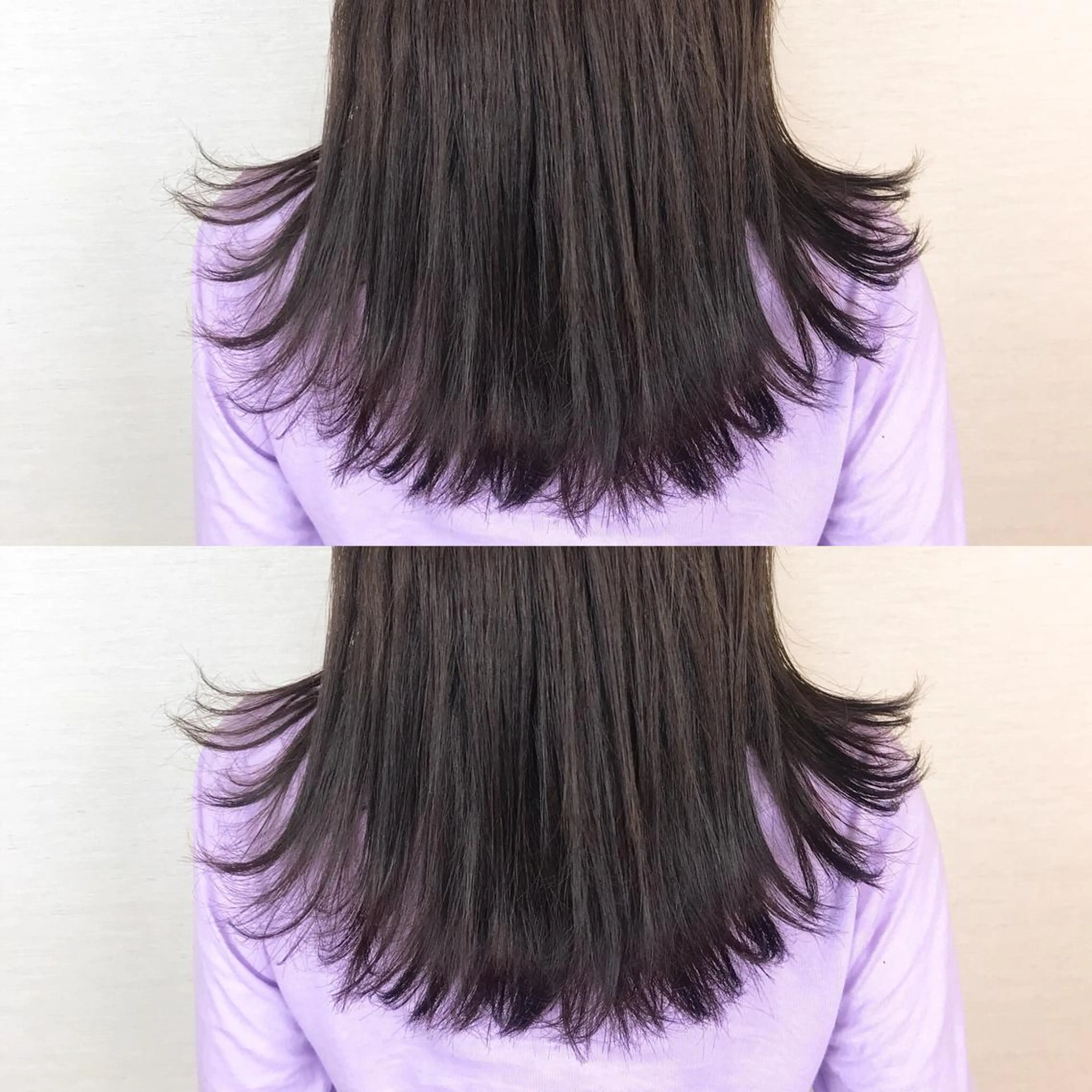 セミロング カラー ベージュカラー 韓国レイヤーカット/ ダブルカラーのヘアスタイル