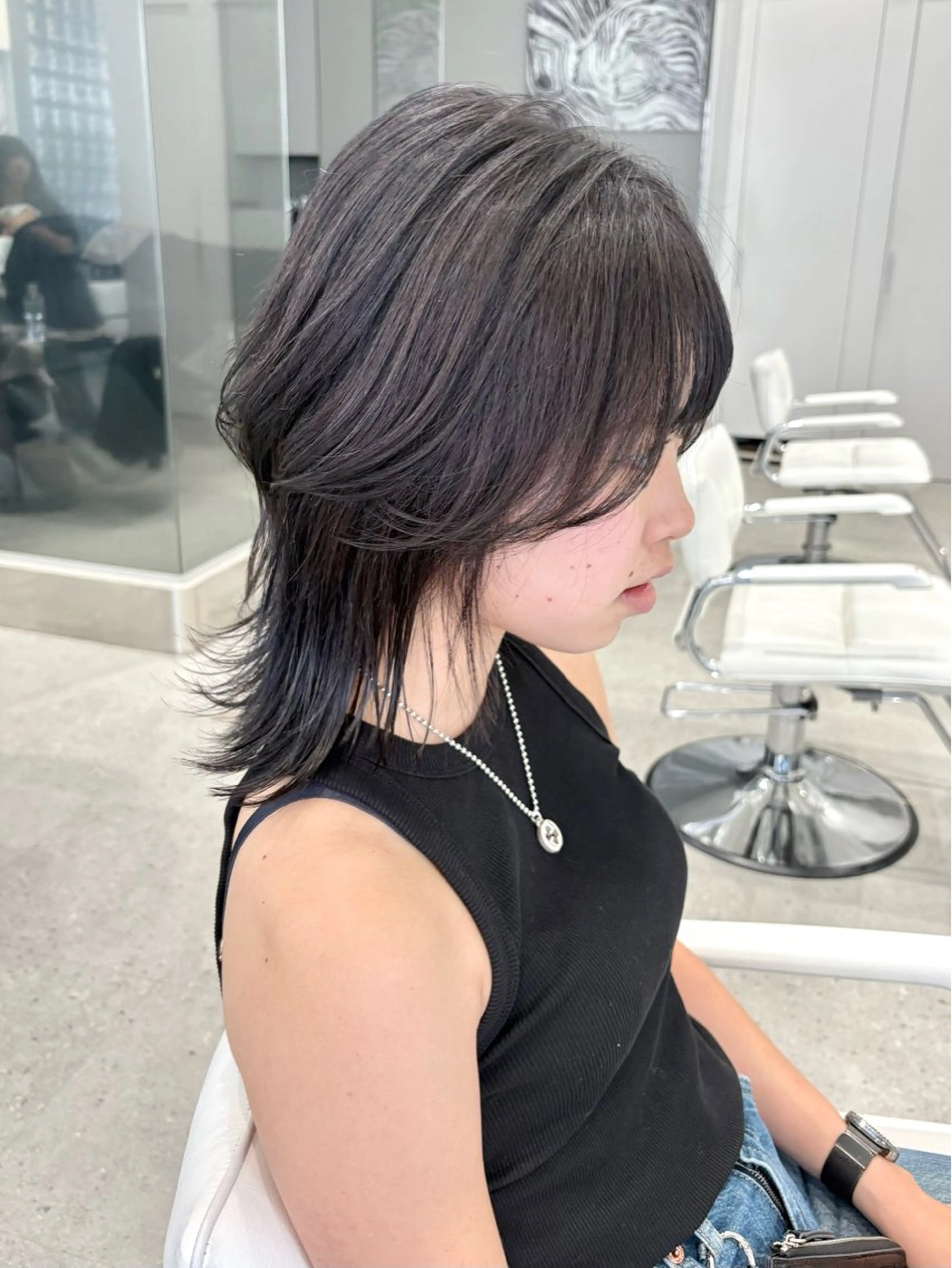 ミディアム カラー カット ヘアカラー トリートメント すぎもと さき⚡️ 朝ラク･*パーマのヘアスタイル