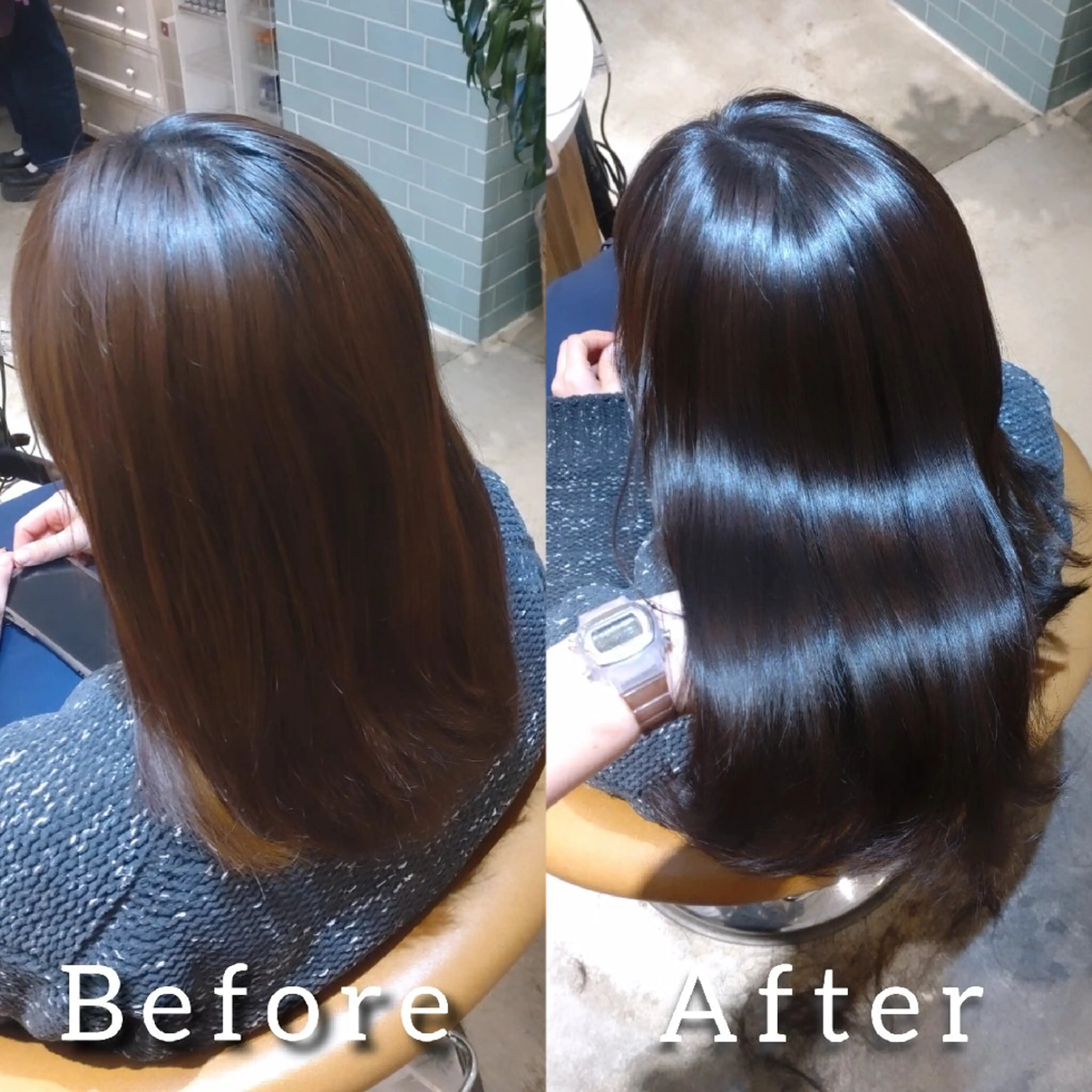 ミディアム カット ヘアカラー トリートメント 縮毛矯正/レイヤー 💎やまもとちひろのヘアスタイル