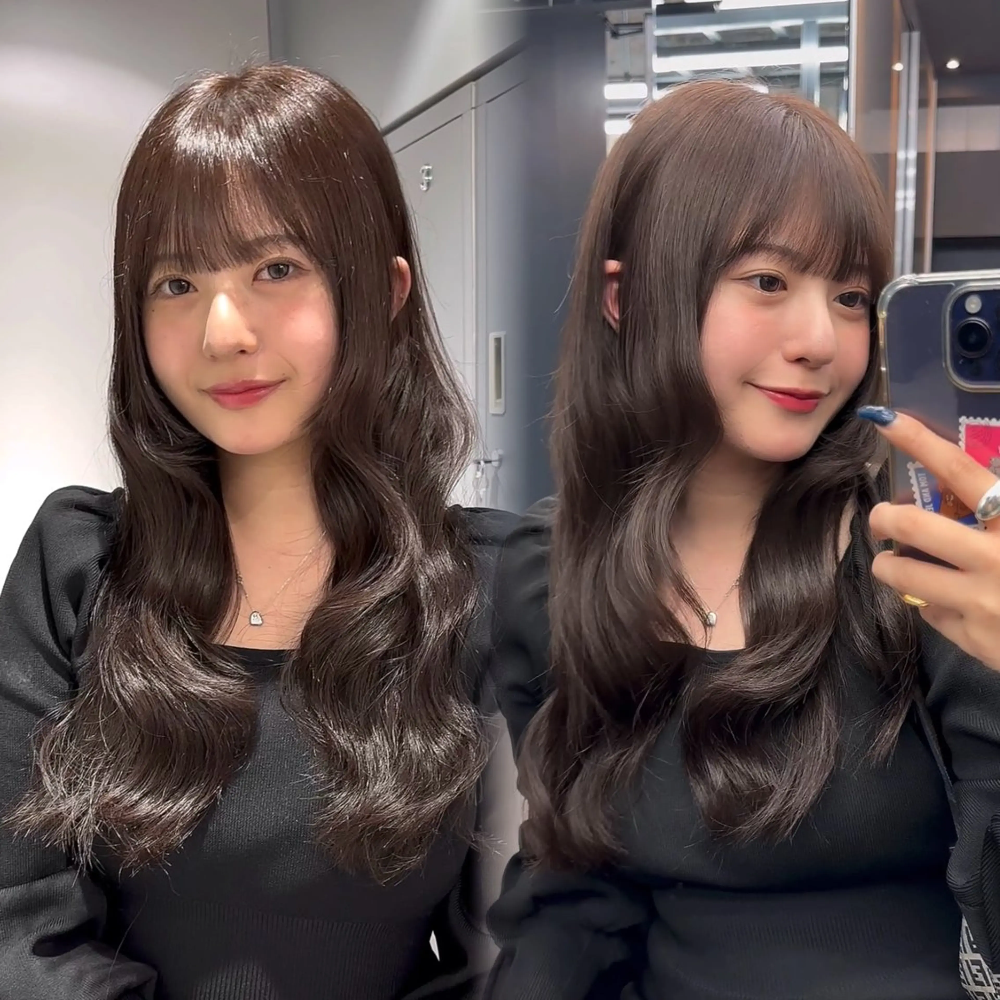 セミロング カット ヘアカラー トリートメント 韓国風/ワンホンヘア 髪質改善/MaCoのヘアスタイル