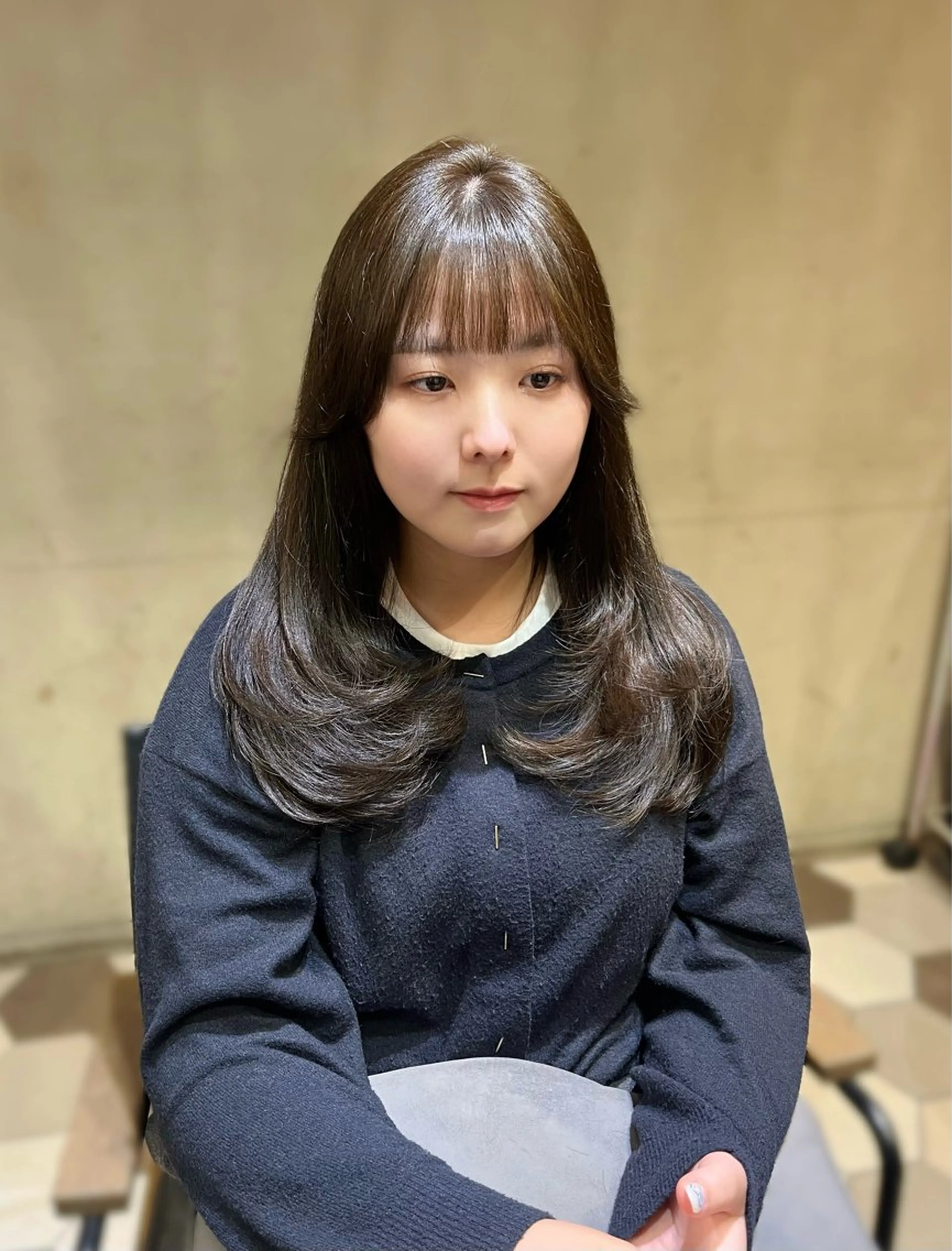 カラー ヘアアレンジ 似合わせ顔まわり カット🤍森尾真由美のヘアスタイル
