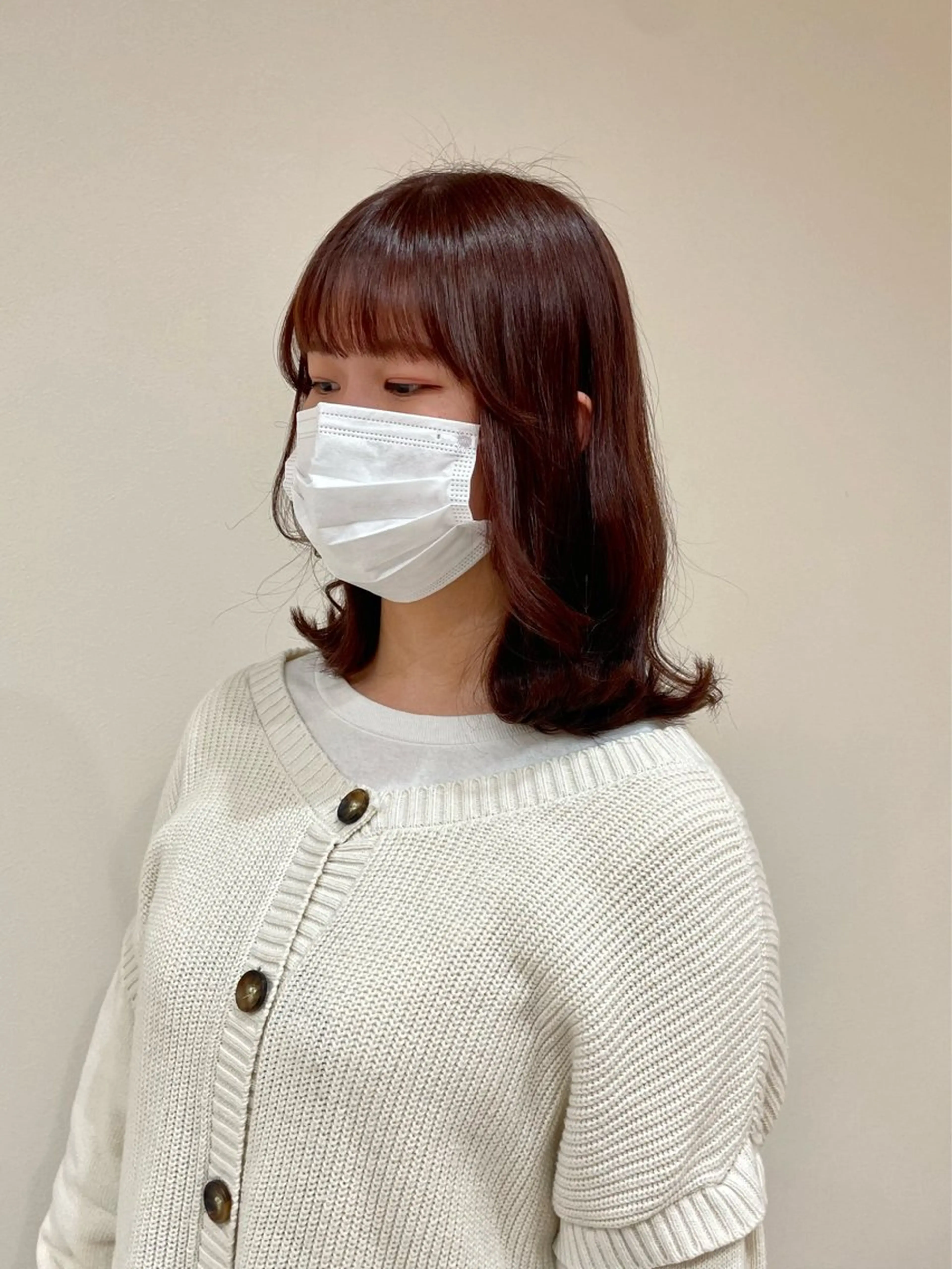 ミディアム カット ヘアカラー トリートメント ベージュカラー🧸/ 松崎/東区/高橋理沙のヘアスタイル