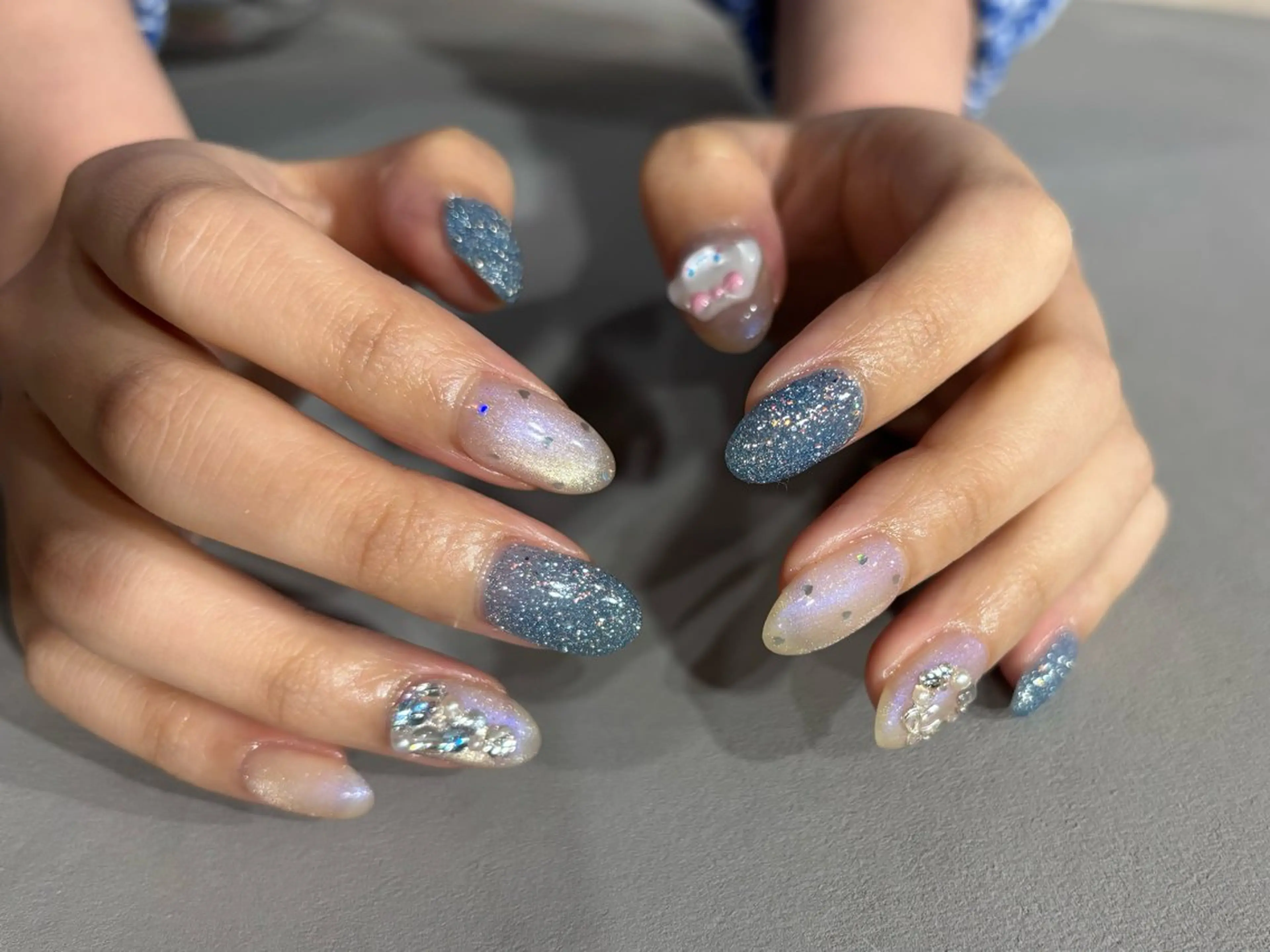 ネイル ブルー 冬ネイル クリスマス ハンドネイル 【N°nail】 fuyukaのネイルデザイン