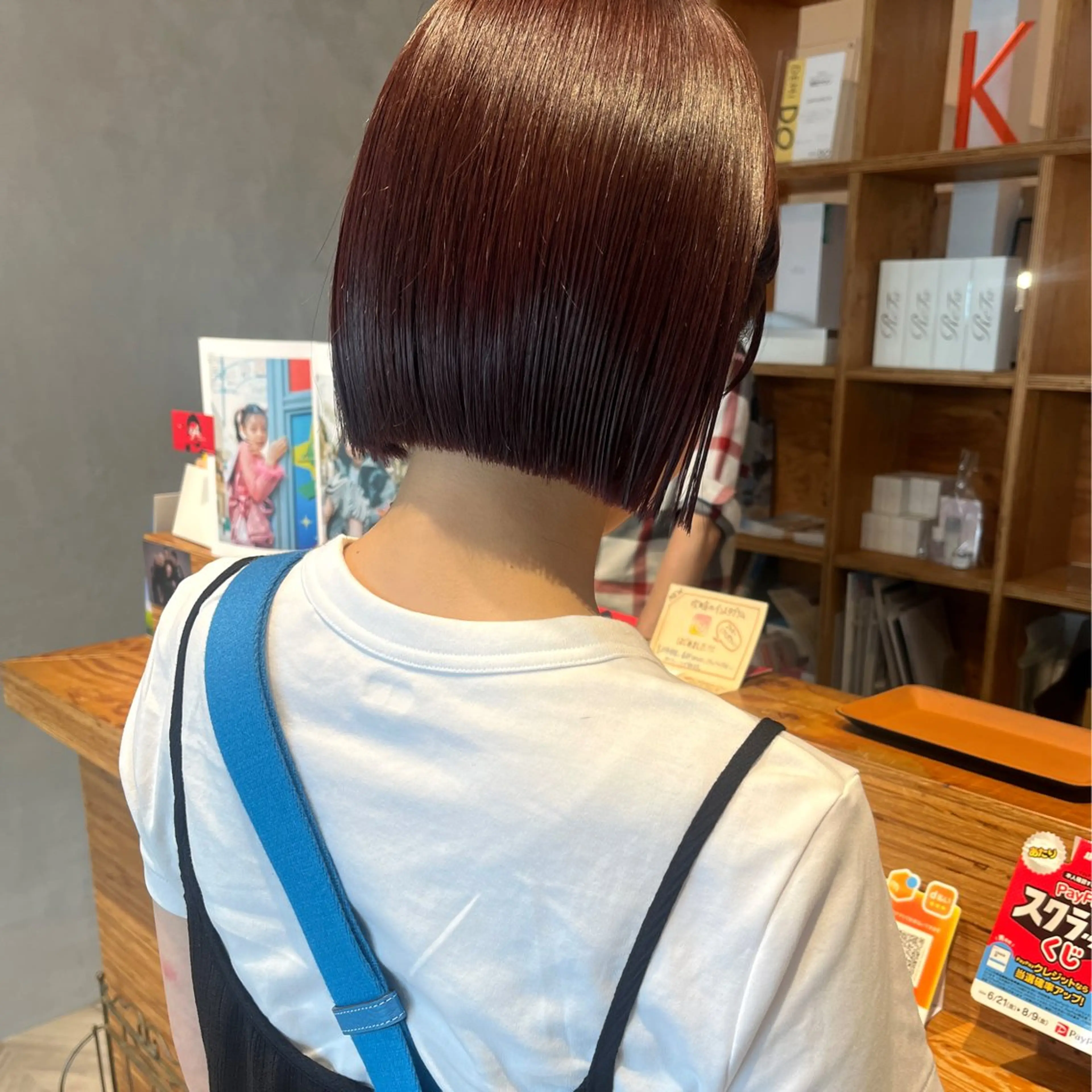 ショート カラー 切りっぱなしボブ ブラウンカラー レッドカラー レッドブラウン ボブ カット トリートメント ボブ/透明感カラー /坂口恵梨子のヘアスタイル