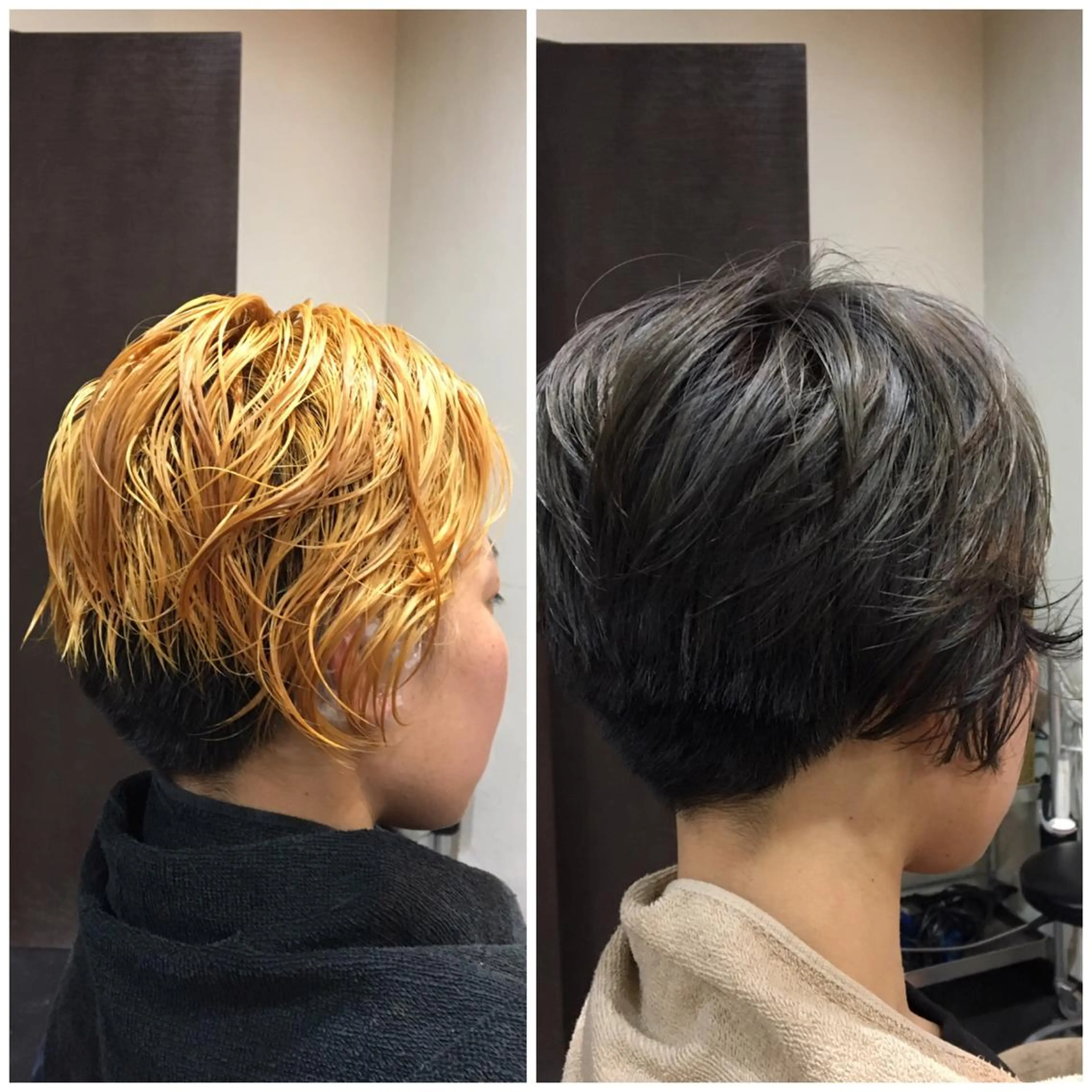ショート カラー ダブルカラー グレージュ reFREO所属・ダメージレスカラー 髪質改善reFREOのヘアスタイル