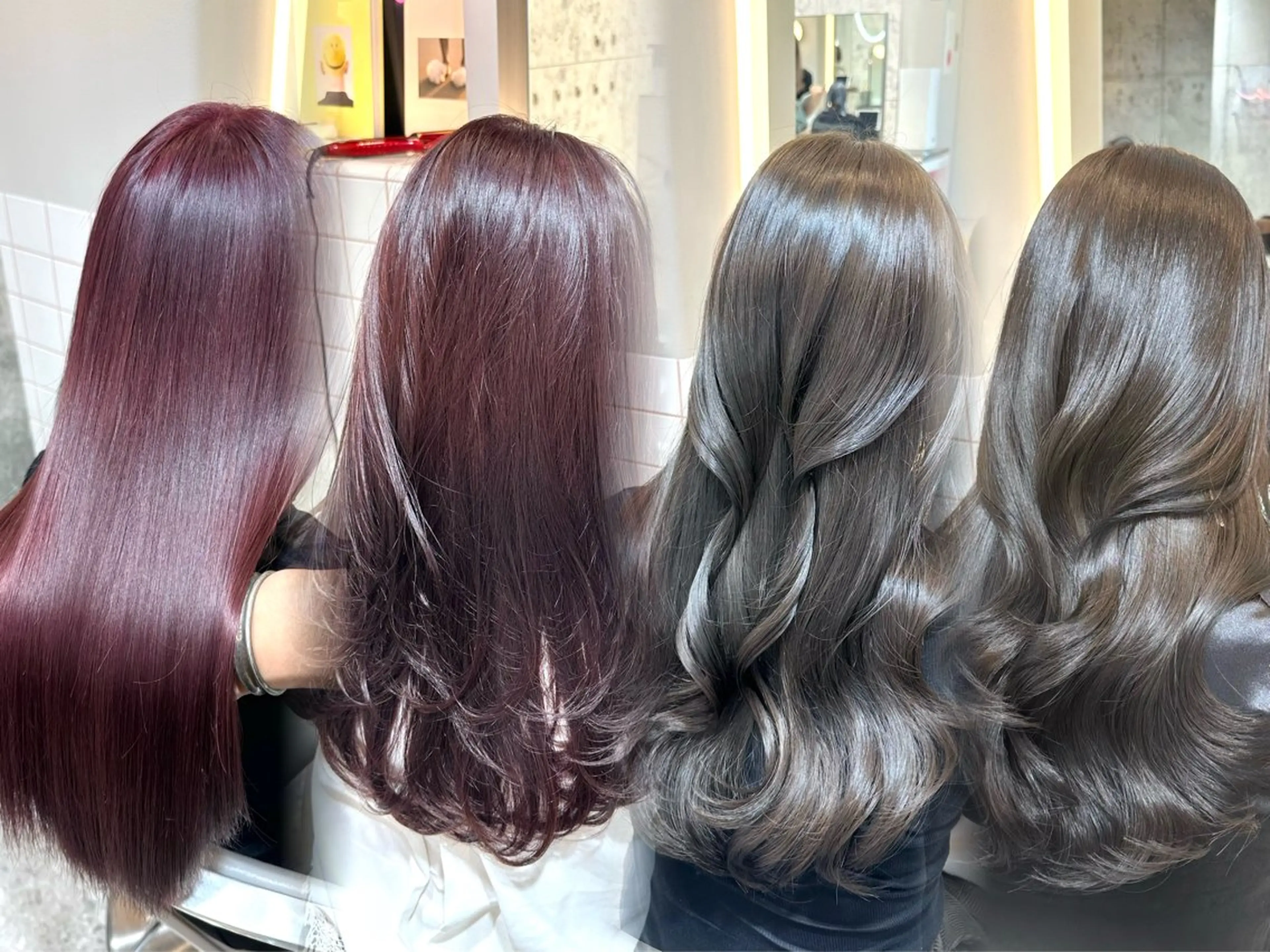 セミロング カラー カット ヘアカラー トリートメント 韓国レイヤー/透明感 カラー/髪質改善角所のヘアスタイル