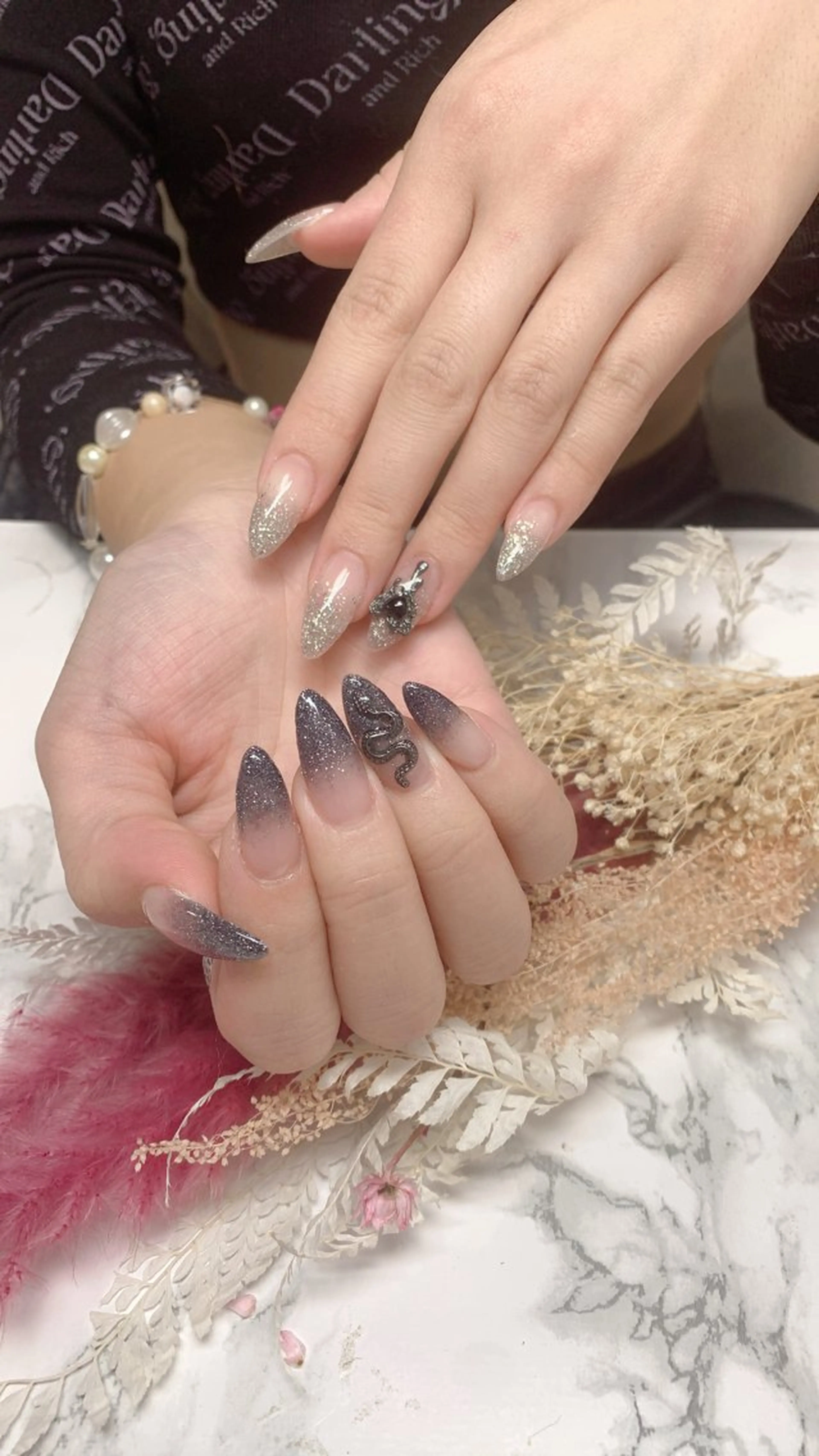 ネイル ハンドネイル はな💎ネイル ワンホン、長さ出しのネイルデザイン