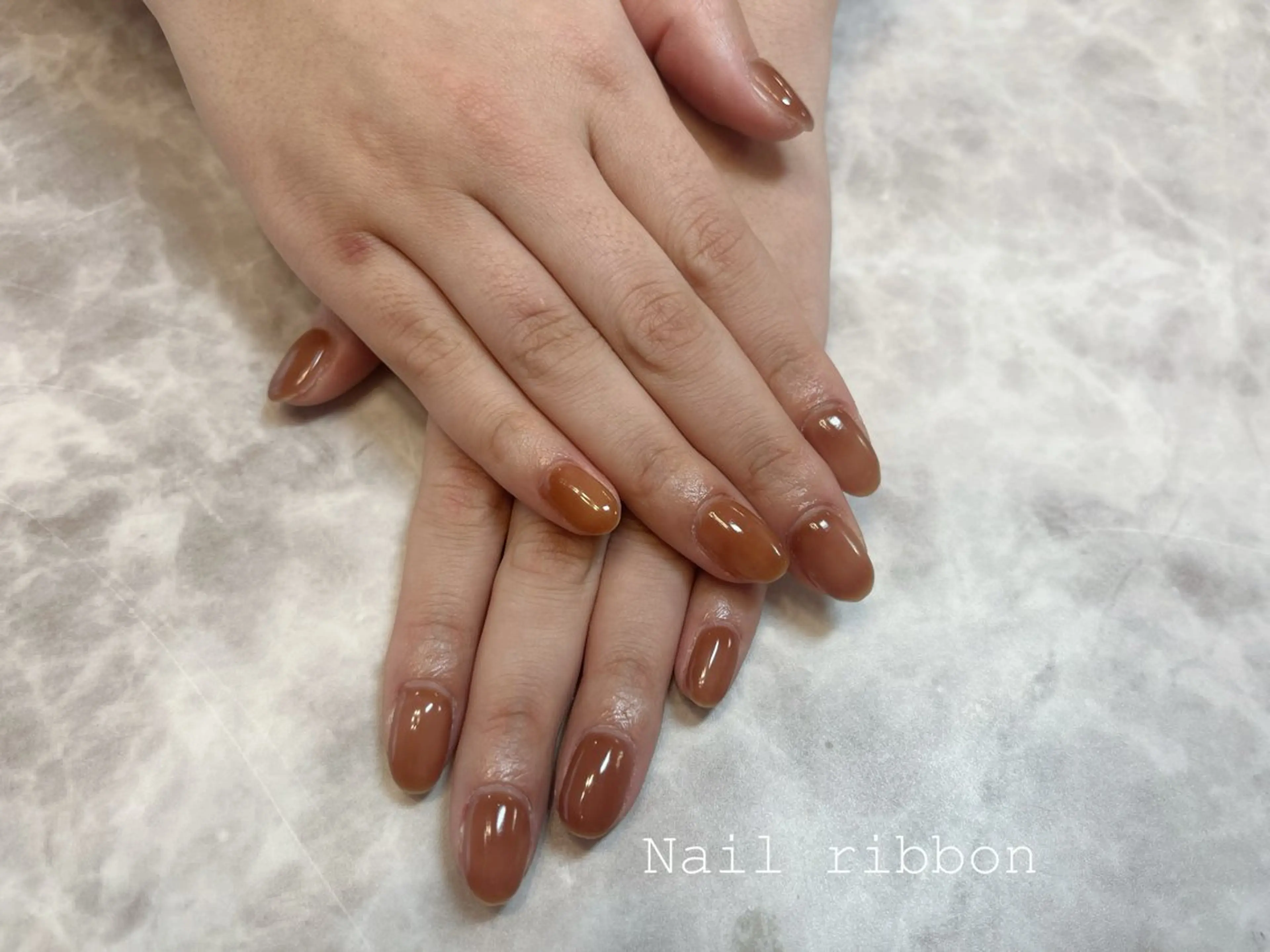ネイル ワンカラーネイル ネイルリボン 笠井のネイルデザイン