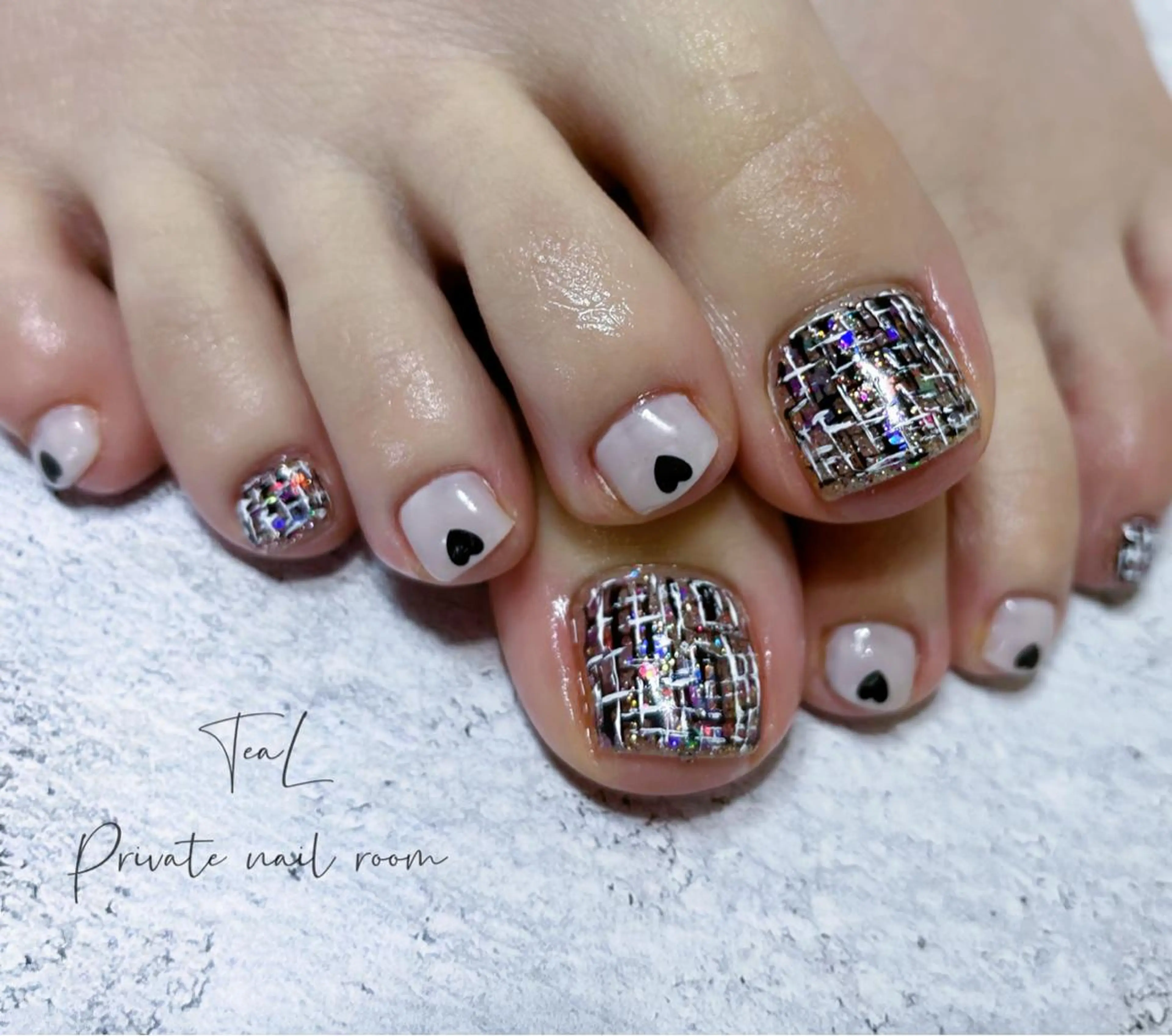 ネイル フットネイル ハート フットネイル TeaL nailのネイルデザイン