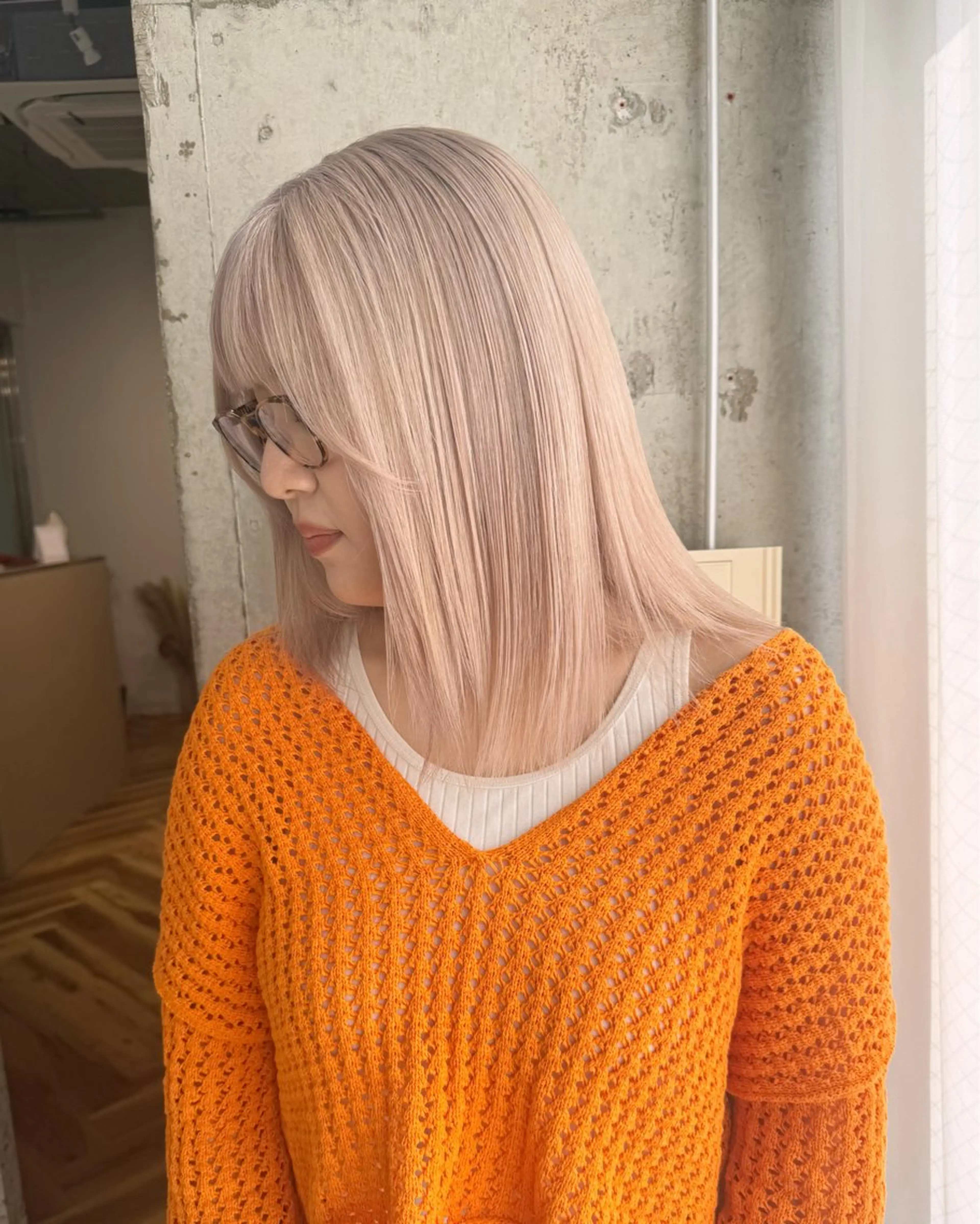 ミディアム カラー ヘアアレンジ ミディアムパーマ ブリーチ ケアブリーチ ダブルカラー ハイライトカラー ヘアカラー トリートメント lani 天神大名/ブリーチのヘアスタイル