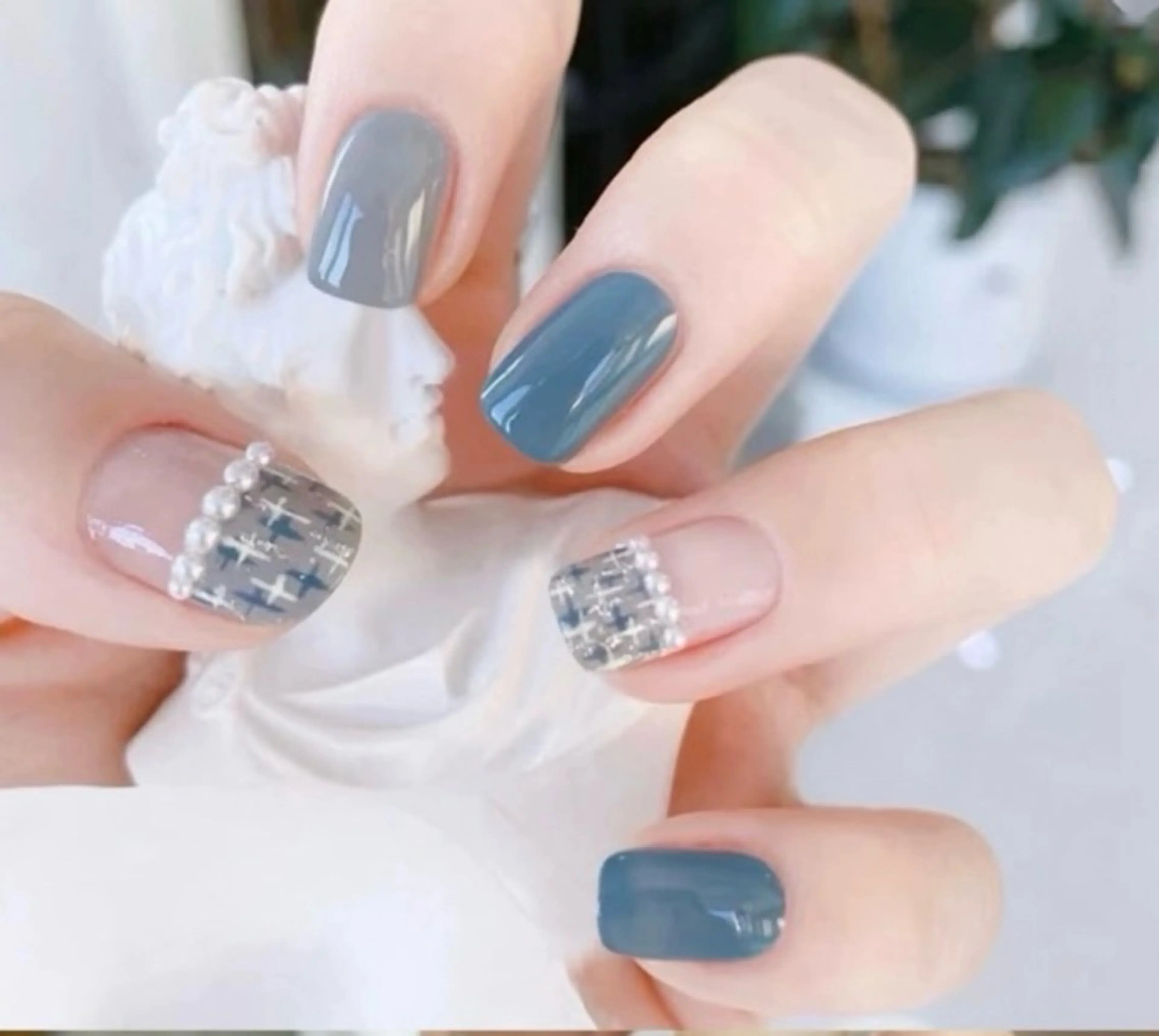 ネイル ハンドネイル H3 Nail Tsuki🦋💙のネイルデザイン