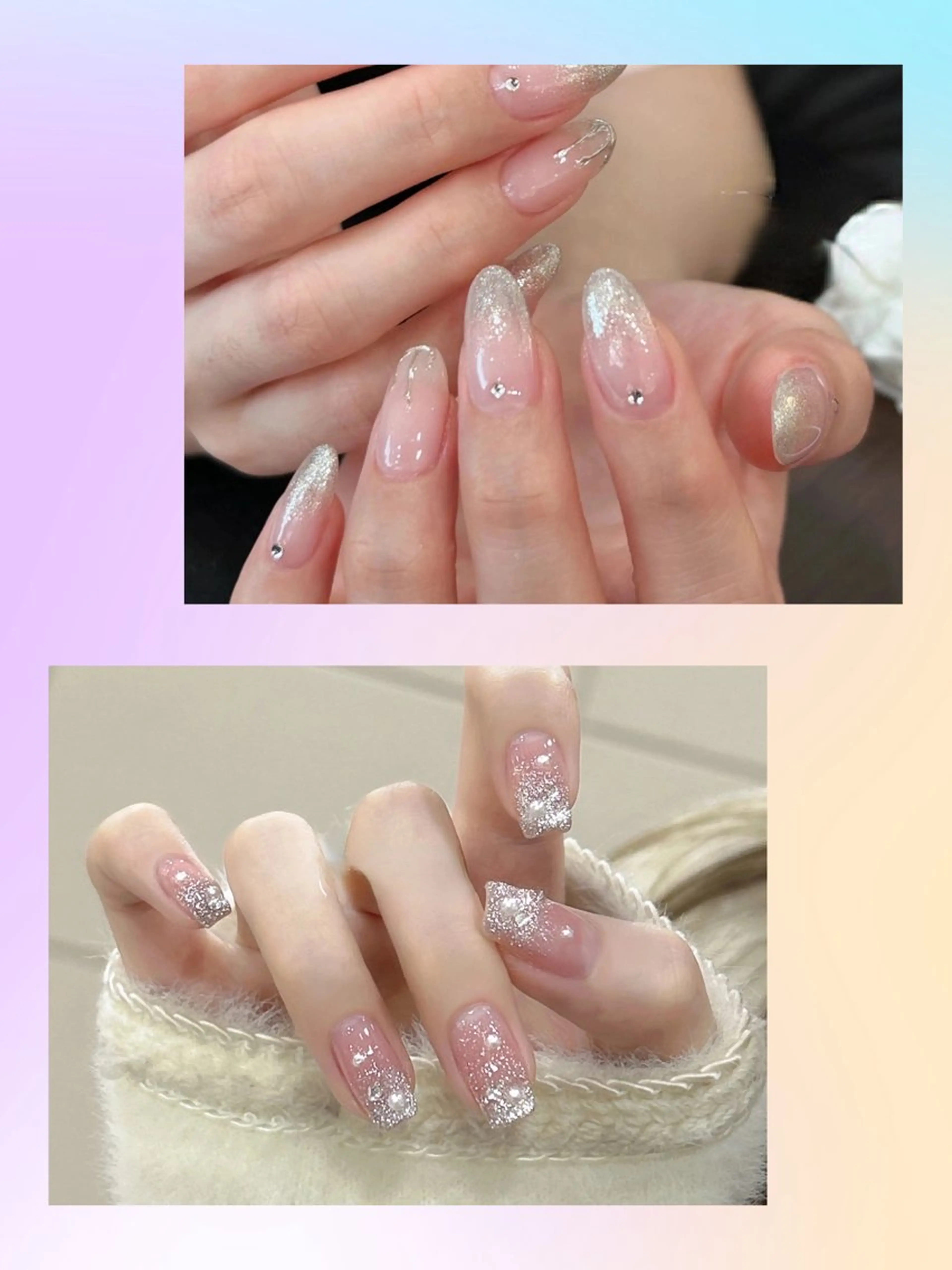 超🉐👑💖¥3980限定ラメグラ（小ストーンor小パール10個無料付け（ソフトジェルオフ無料）の写真