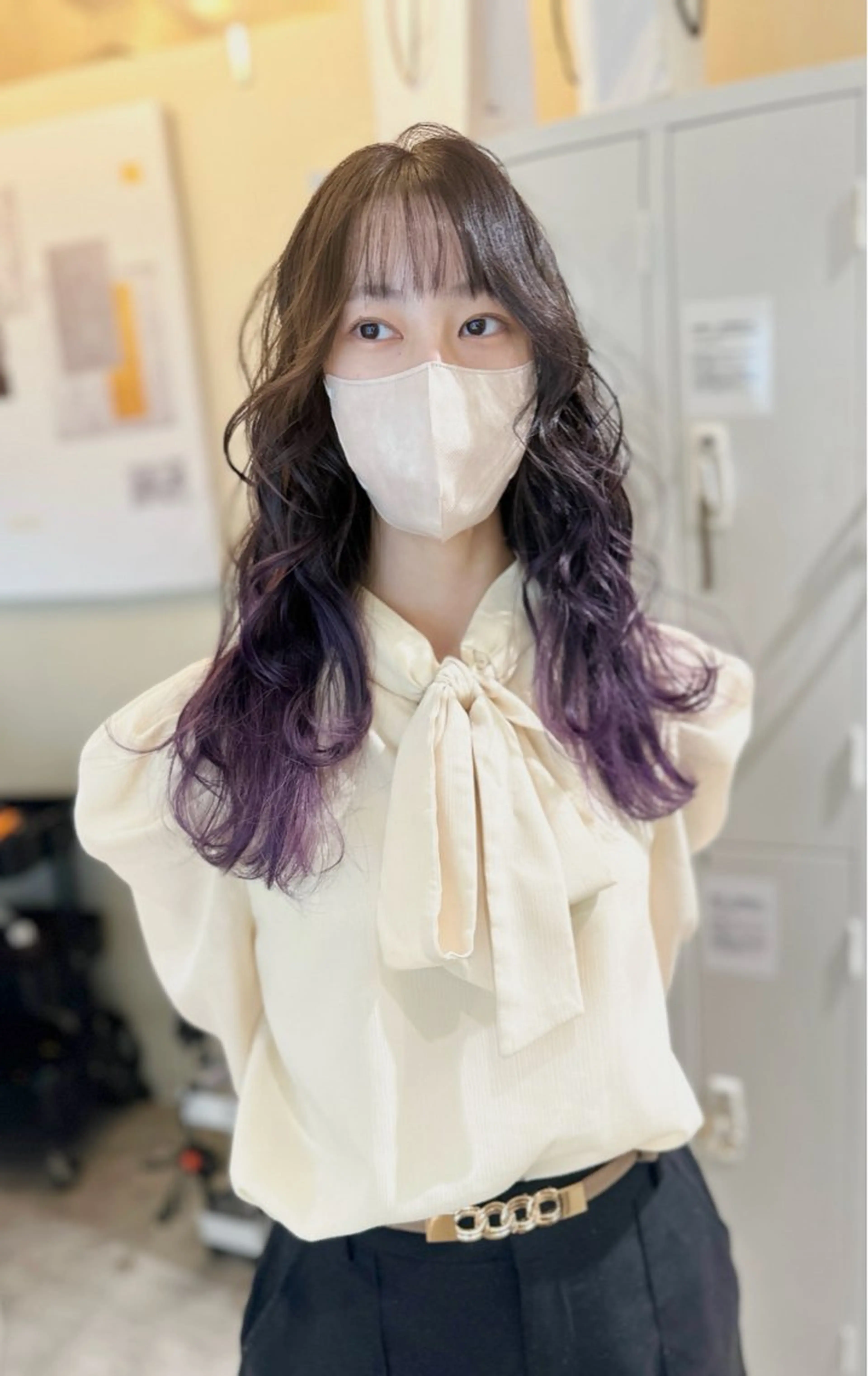 ロング カラー アディクシーカラー バレイヤージュ ブリーチ デザインカラー ダブルカラー カット ヘアカラー トリートメント 色気レイヤーカット 大和健生のヘアスタイル