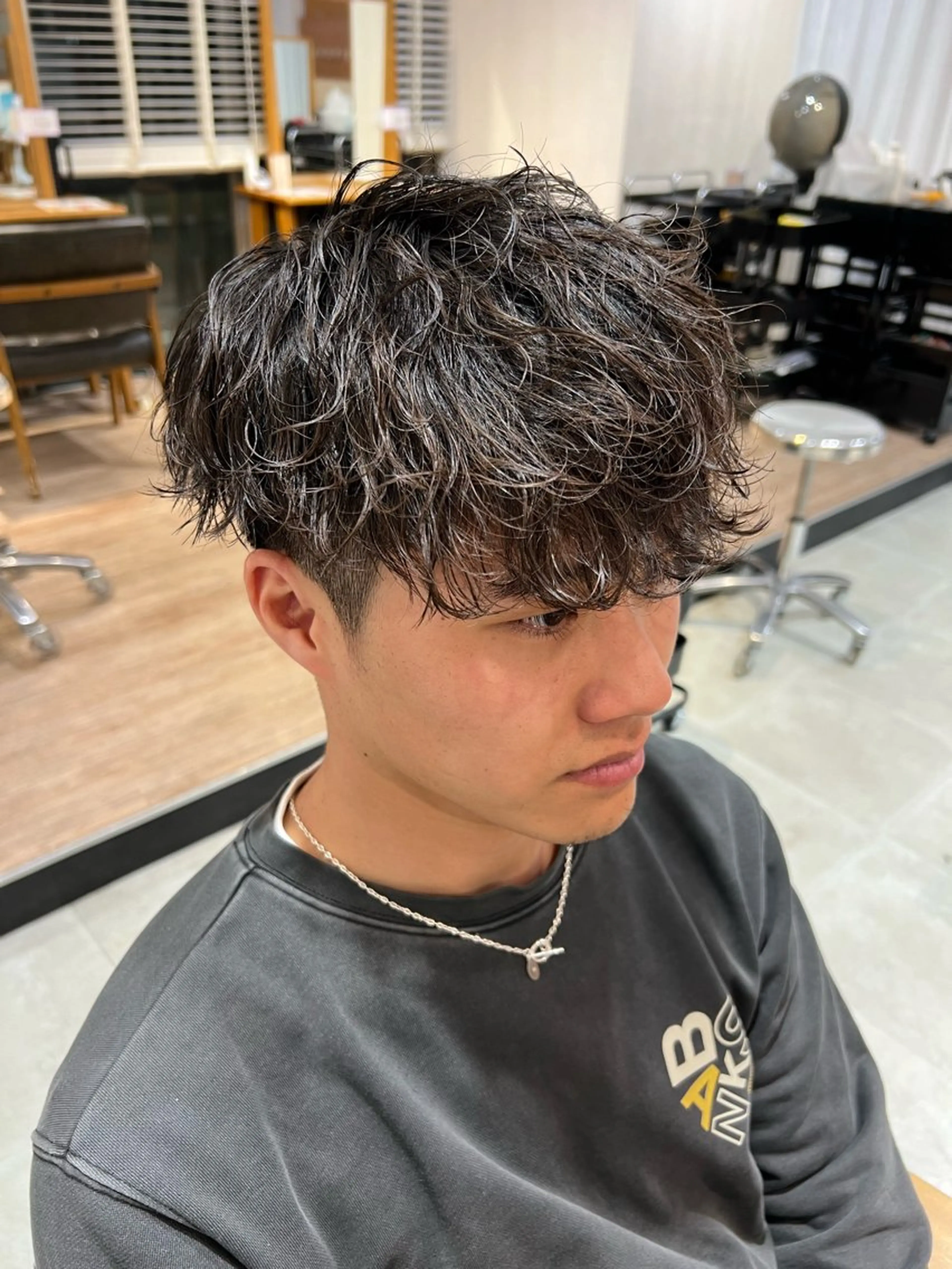 メンズ メンズパーマ 学生（メンズ向け） パーマ 大人メッシュ/ ハイライト/ぽんのヘアスタイル