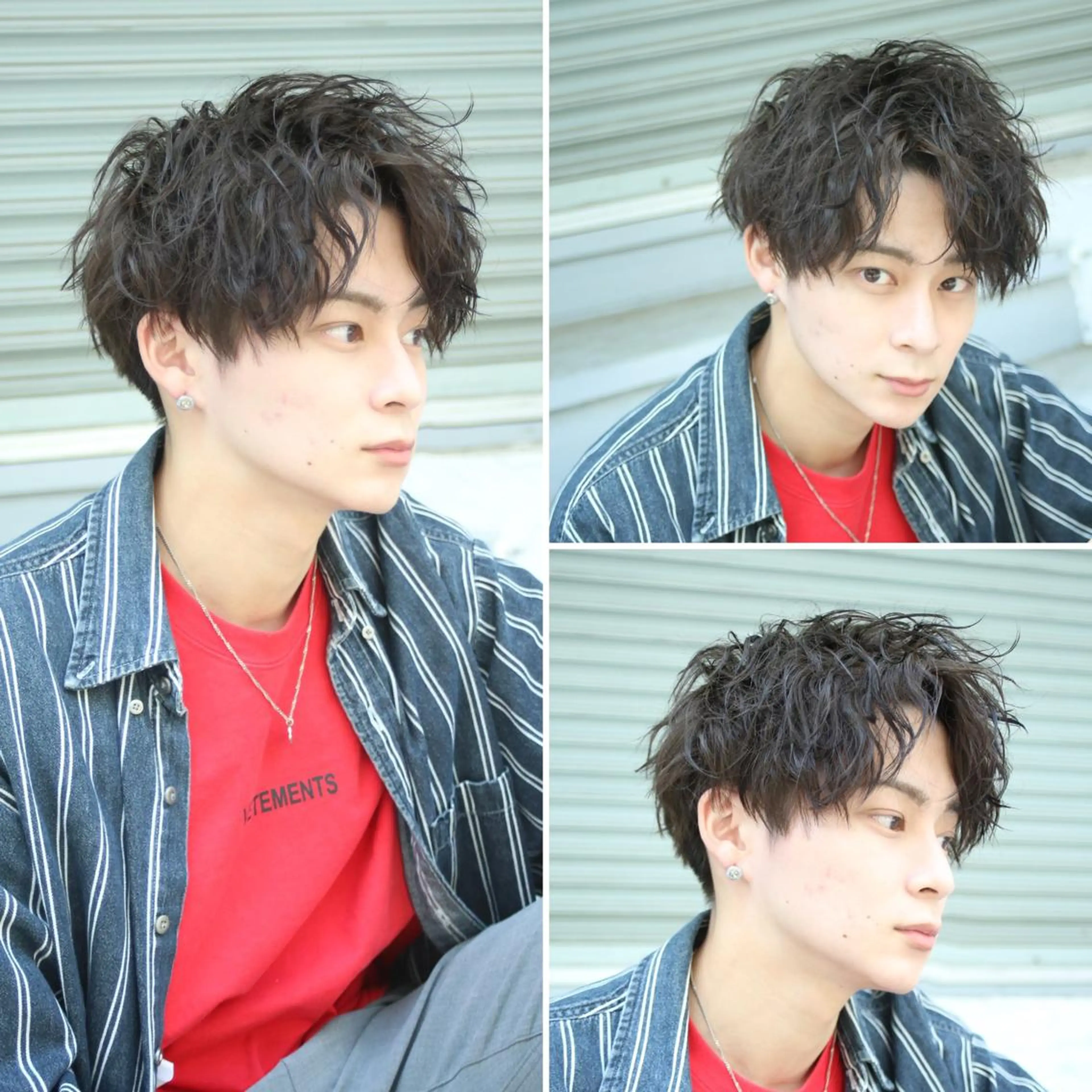 ショート カラー パーマ ヘアアレンジ メンズ アップバング メンズブリーチ センターパート ダウンパーマ フェードカット カット パーマ トリートメント ヘッドスパ ヘアセット 【メンズヘアの匠】 タニ　心斎橋　アメ村のヘアスタイル