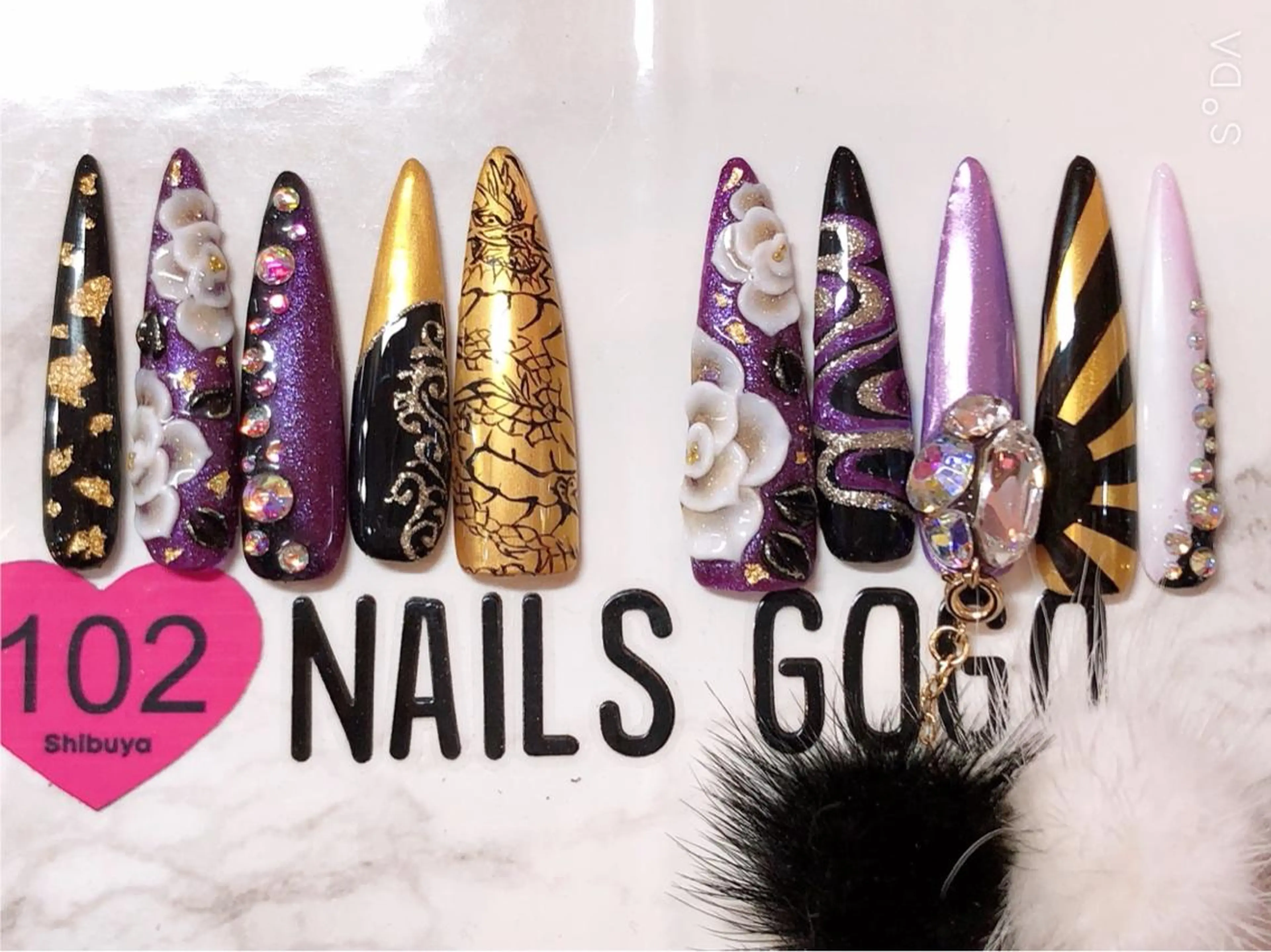 ロング カラー メンズ キッズ ネイル 卒業式のヘアスタイル アートネイル 成人式 ジェルネイル 卒業式 NAILSGOGO shibuyaのネイルデザイン