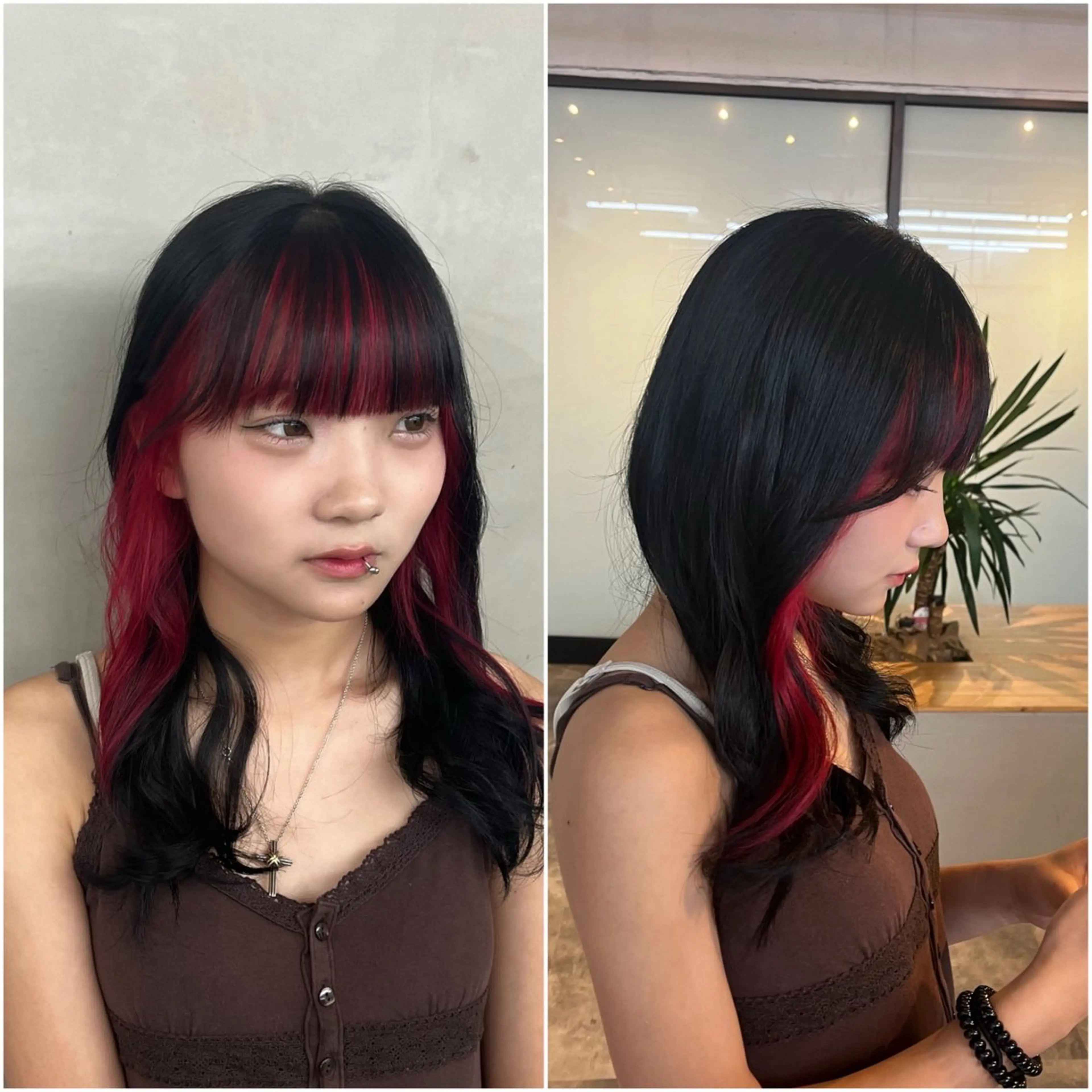 セミロング カラー ミストバング ブリーチ  フェイスフレーミング 顔周りカット 帆乃華🐰ྀི🎀 カットモデル募集🌟のヘアスタイル