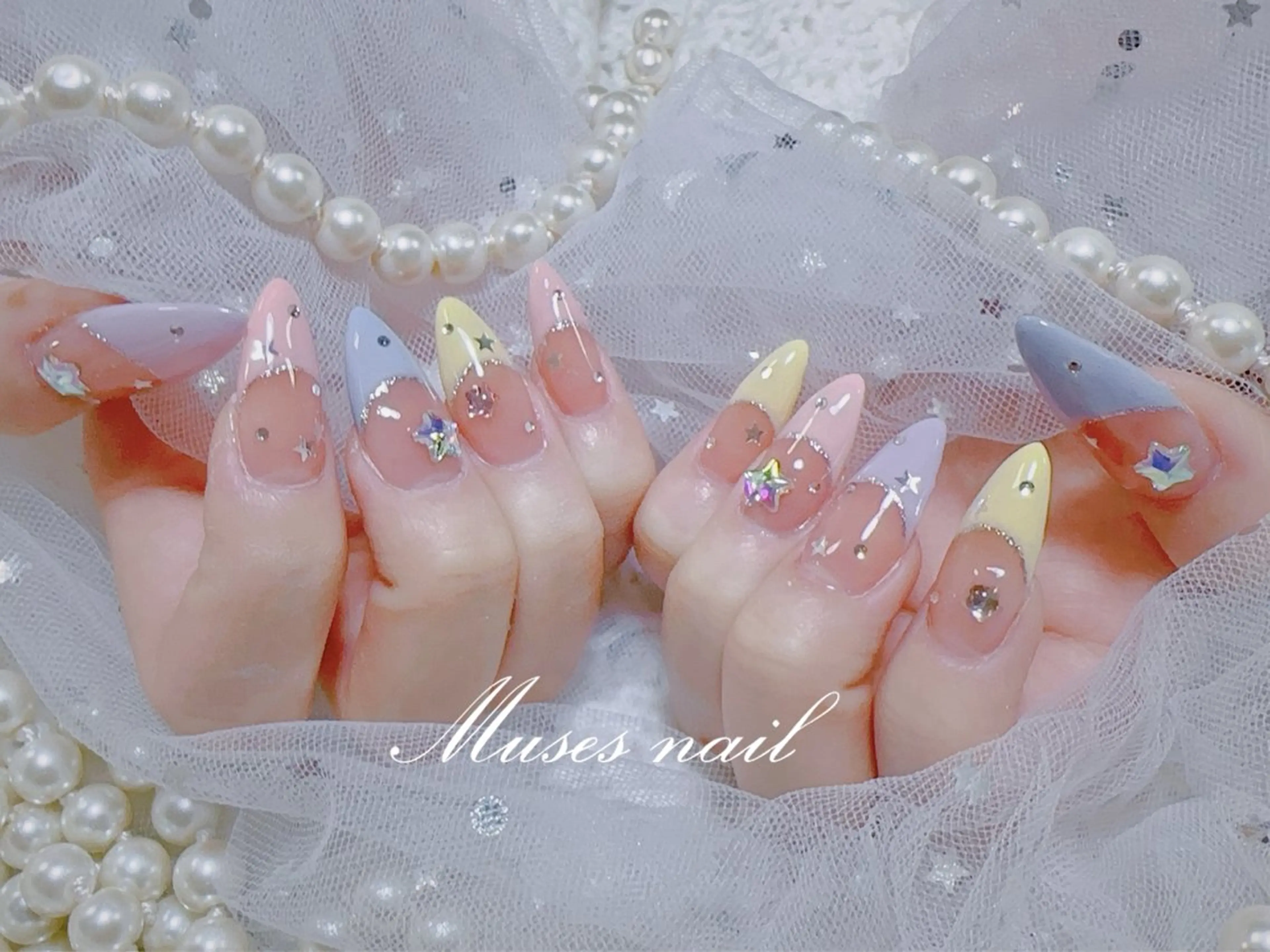 ネイル オーロラネイル チークネイル 長さ出し フレンチネイル ジェルネイル MUSES  NAIL  SALON所属・MUSES ネイルのネイルデザイン