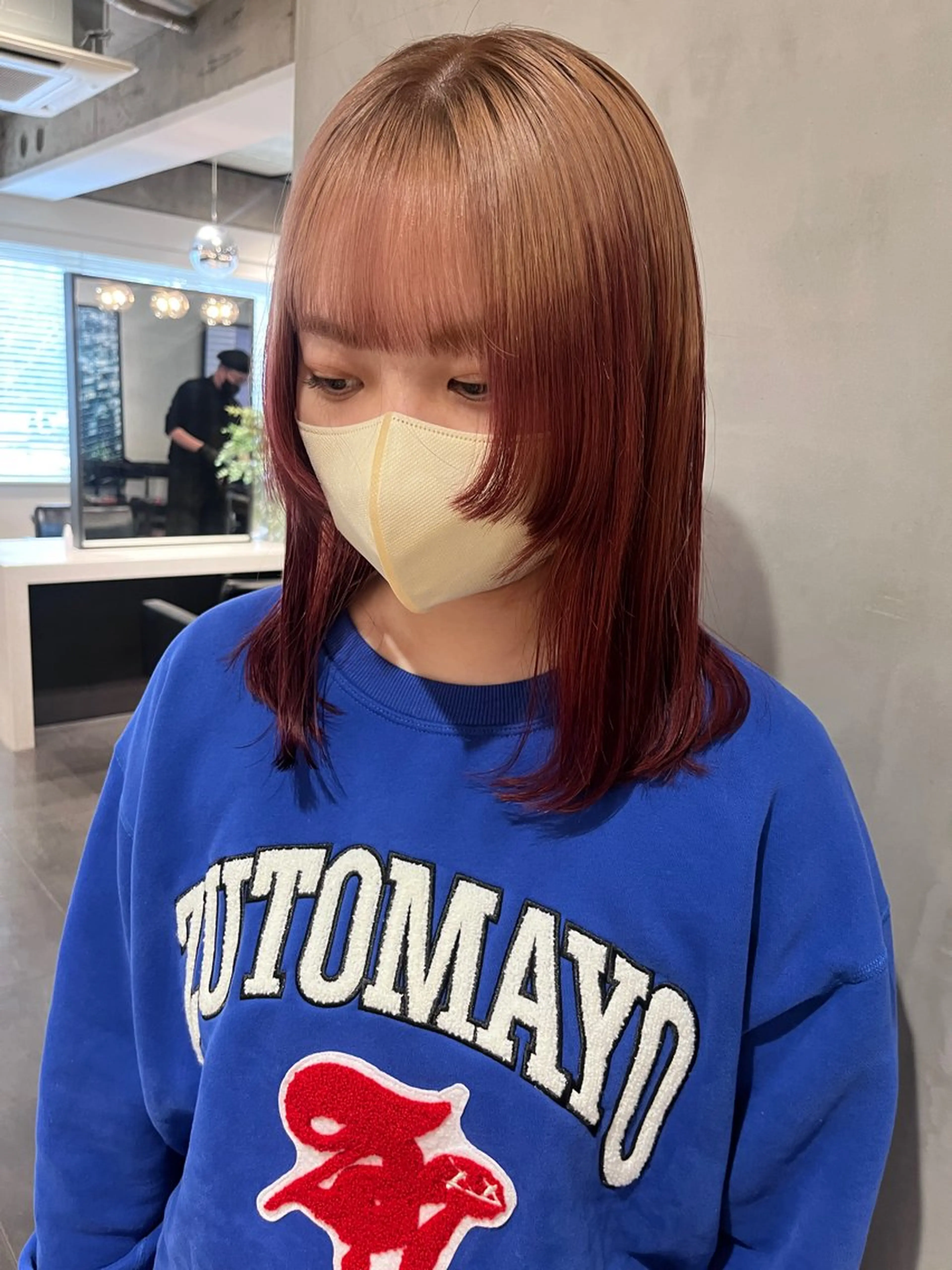 ミディアム カラー ベージュカラー ボルドーカラー カット ヘアカラー トリートメント 暖色🍒姫カット🎀 オタク特化🎀ゆうなのヘアスタイル