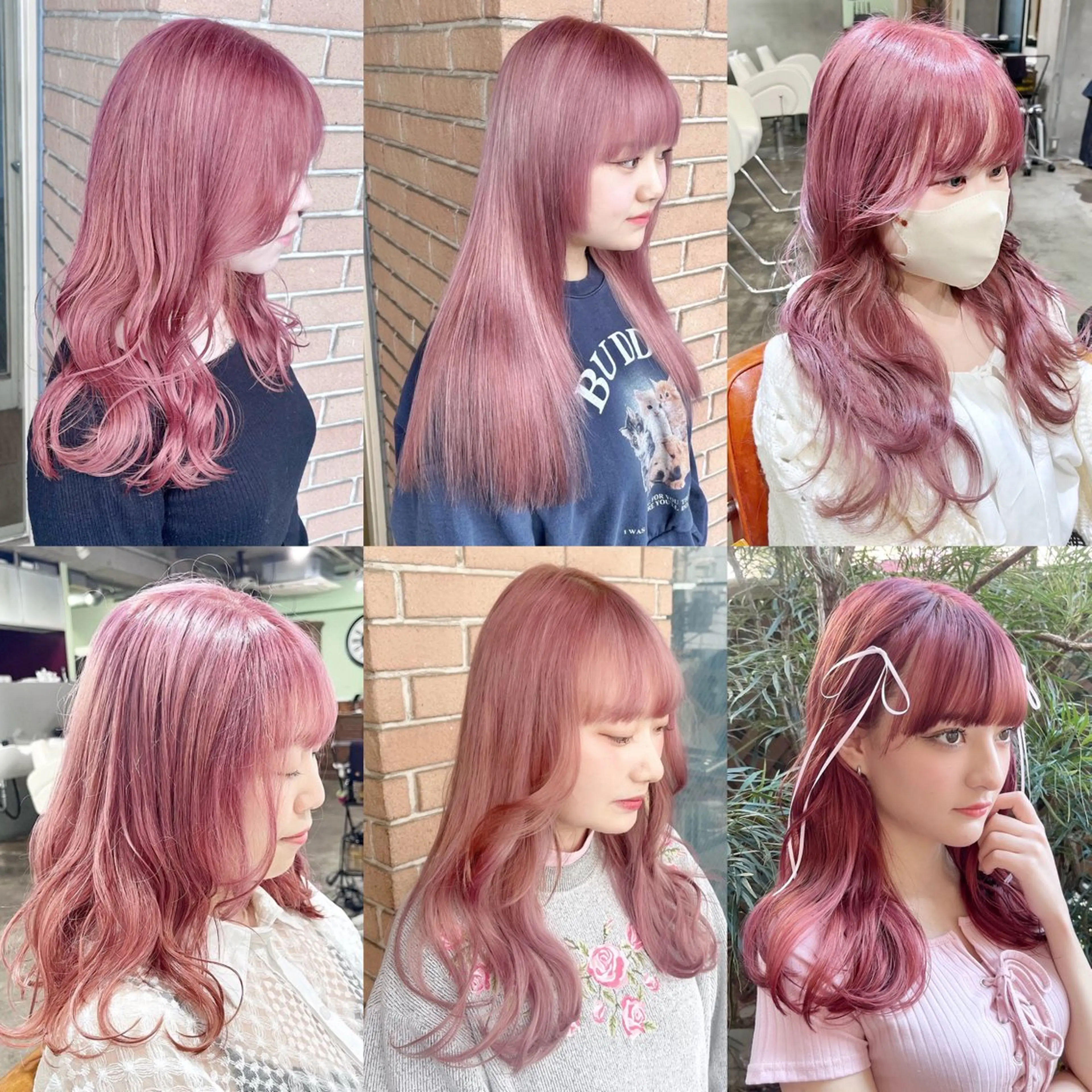 セミロング カラー ヘアアレンジ ブリーチ ヘアカラー ピンクカラー🩷 ヘアセットＮＯ.1のヘアスタイル