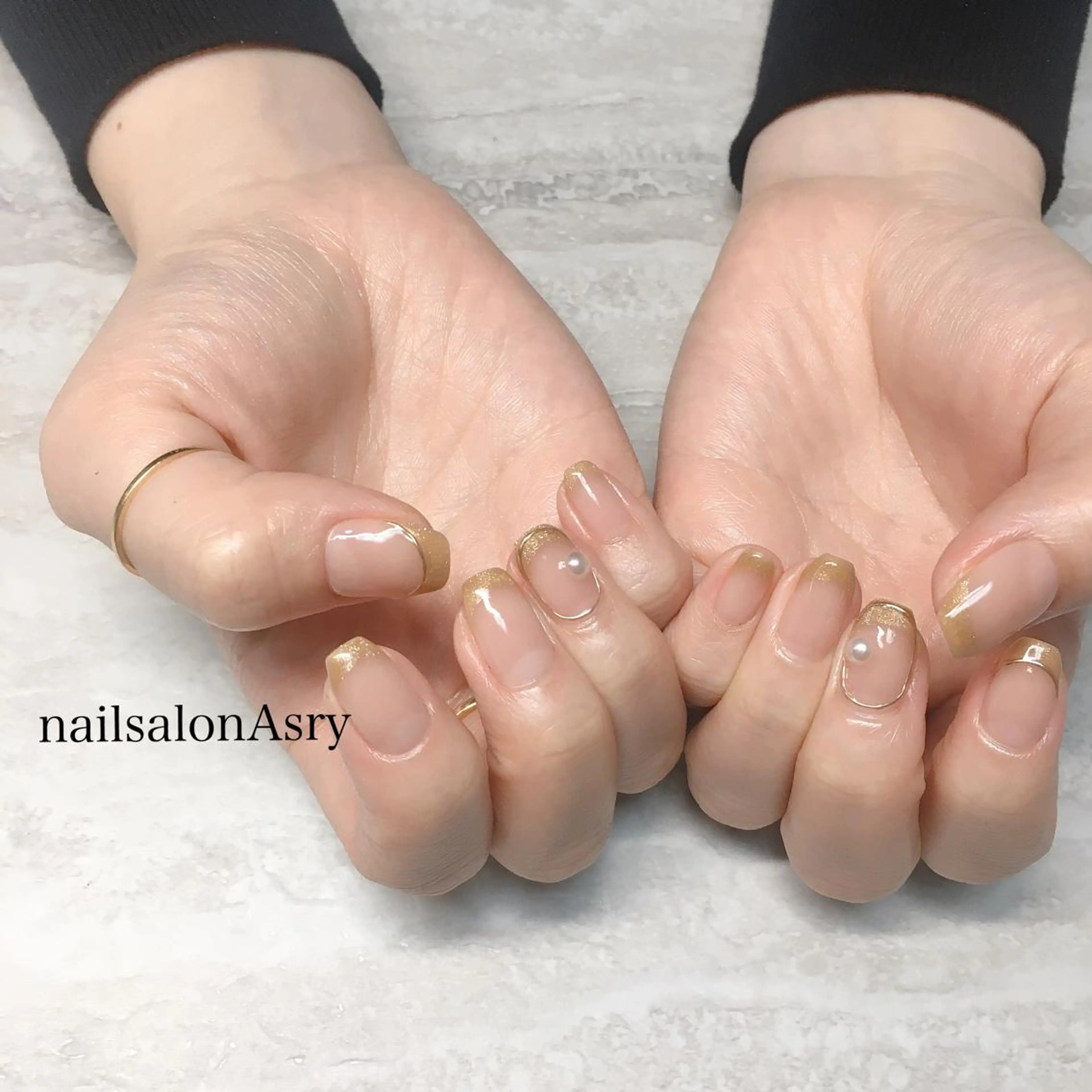 ネイル アートネイル フレンチネイル 持ち込み ハンドネイル nailsalon Asryのネイルデザイン