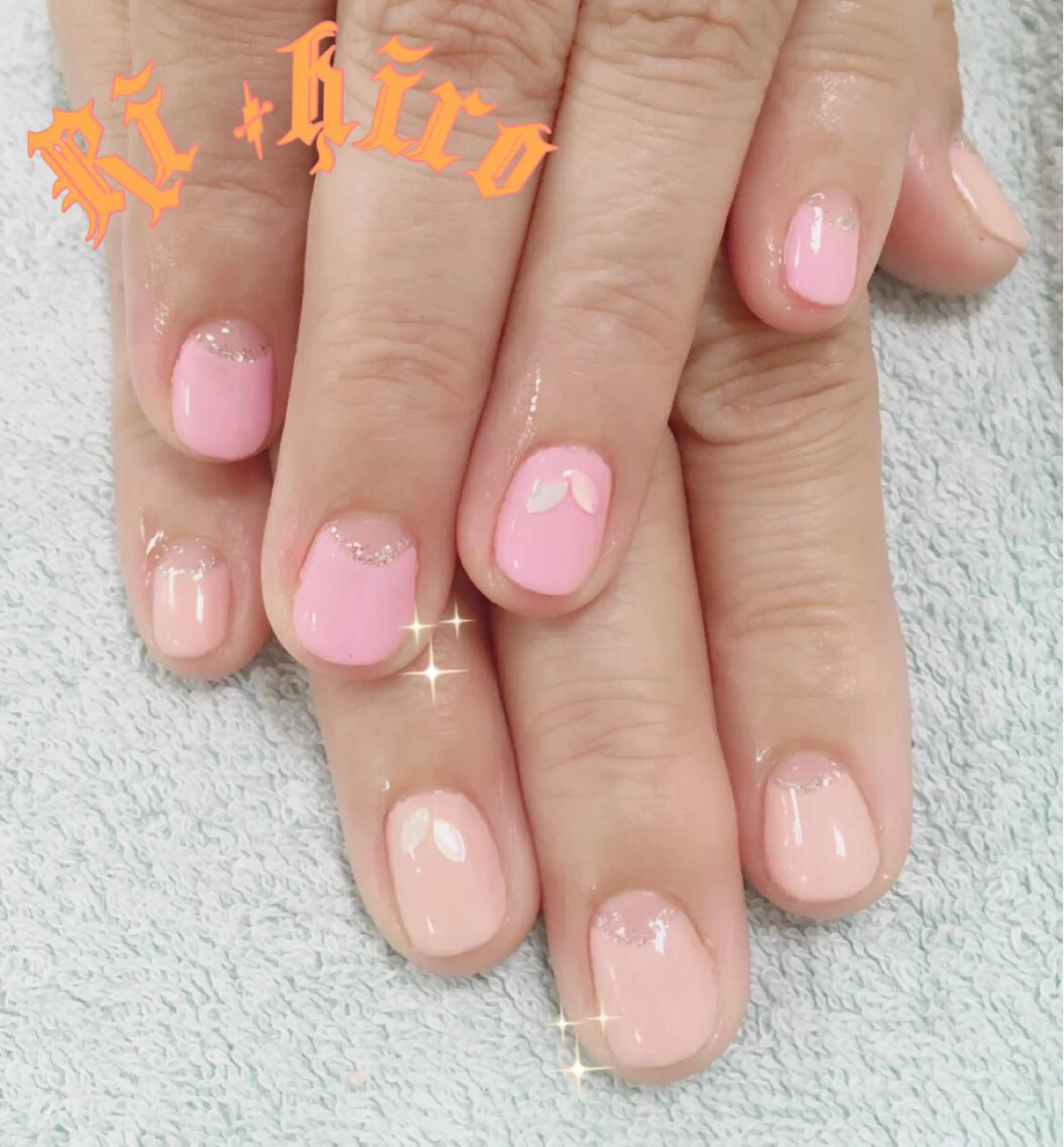 ネイル フレンチネイル ラメ(グリッター) 逆フレンチ ネイル＆フラワーサロン〜Ri✦hiro〜鳥栖店所属・HIRATA RIEのネイルデザイン