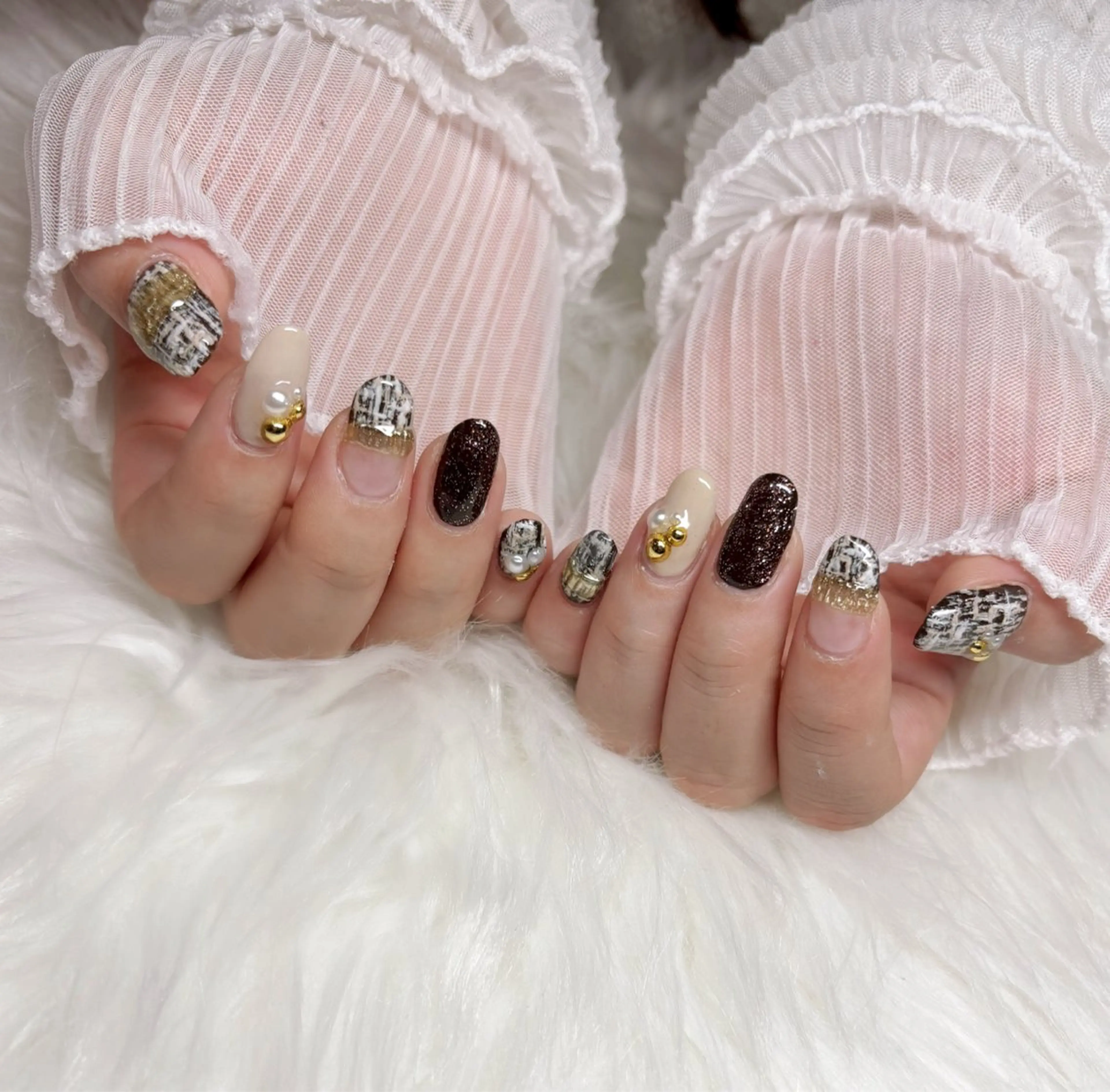 ネイル ツイードネイル ハンドネイル Nail Salon macherieのネイルデザイン