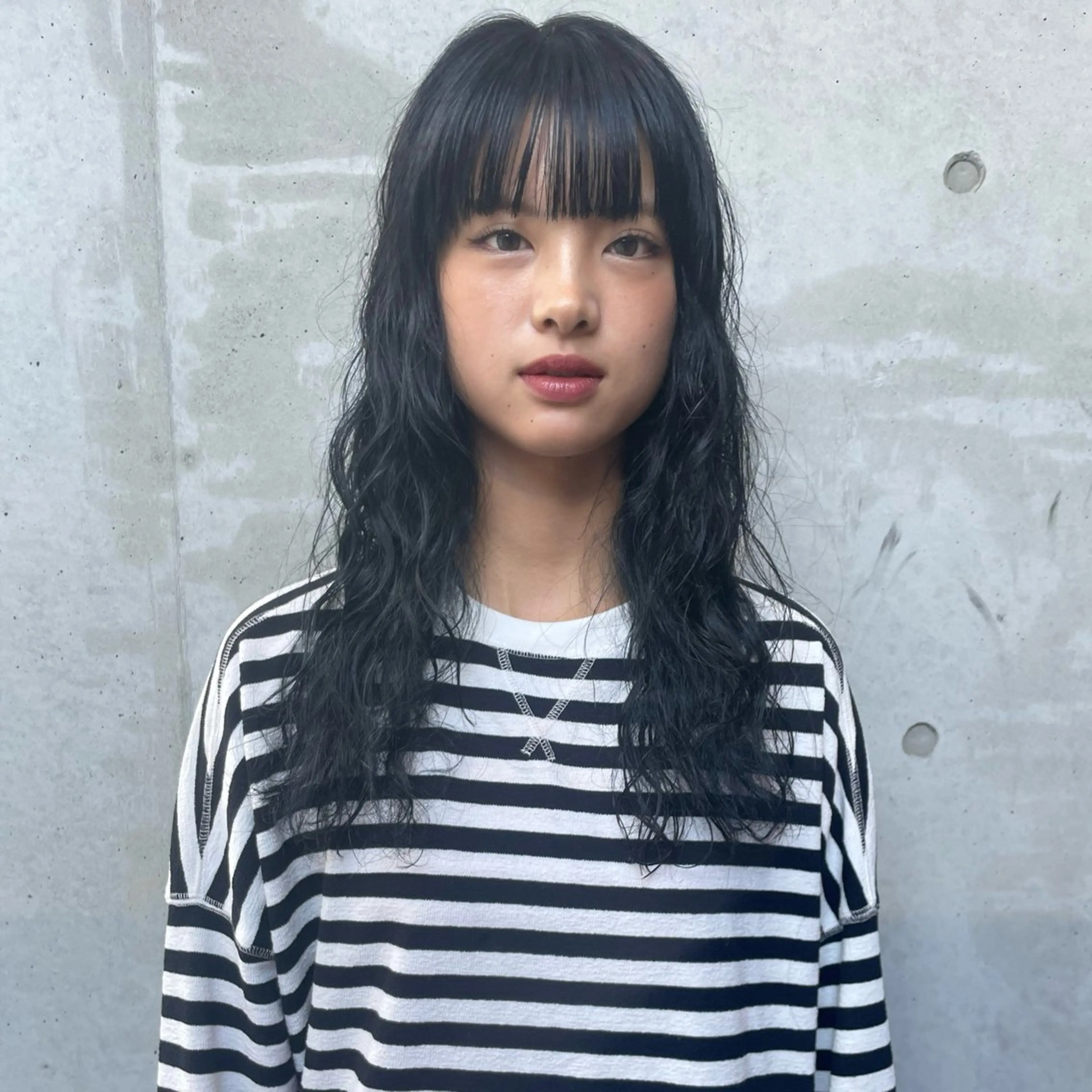 ロング カラー パーマ カット ヘアカラー パーマ ホリケ アオイのヘアスタイル