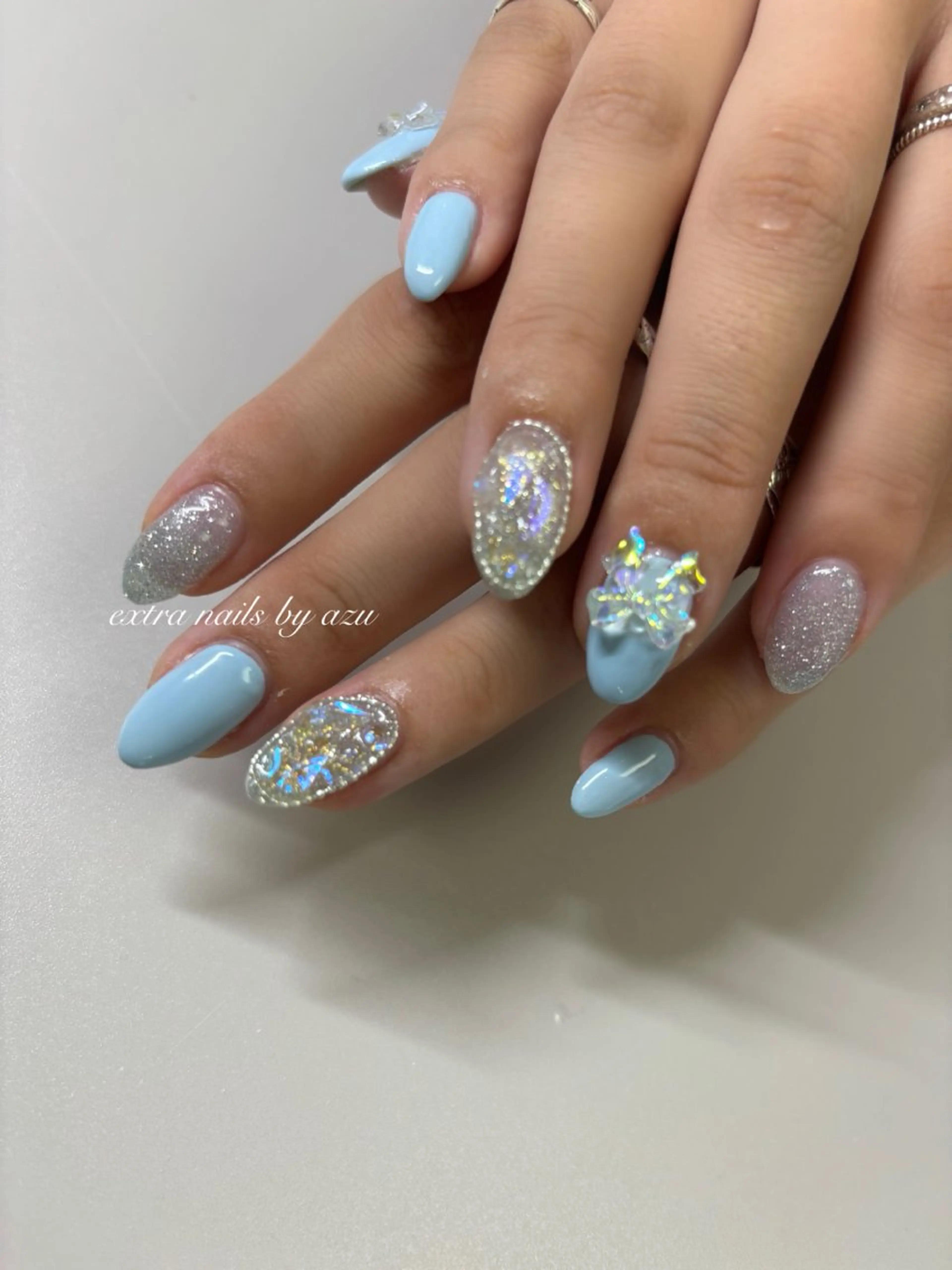 ネイル ワンホンネイル ハンドネイル extranails /wax　azuのネイルデザイン