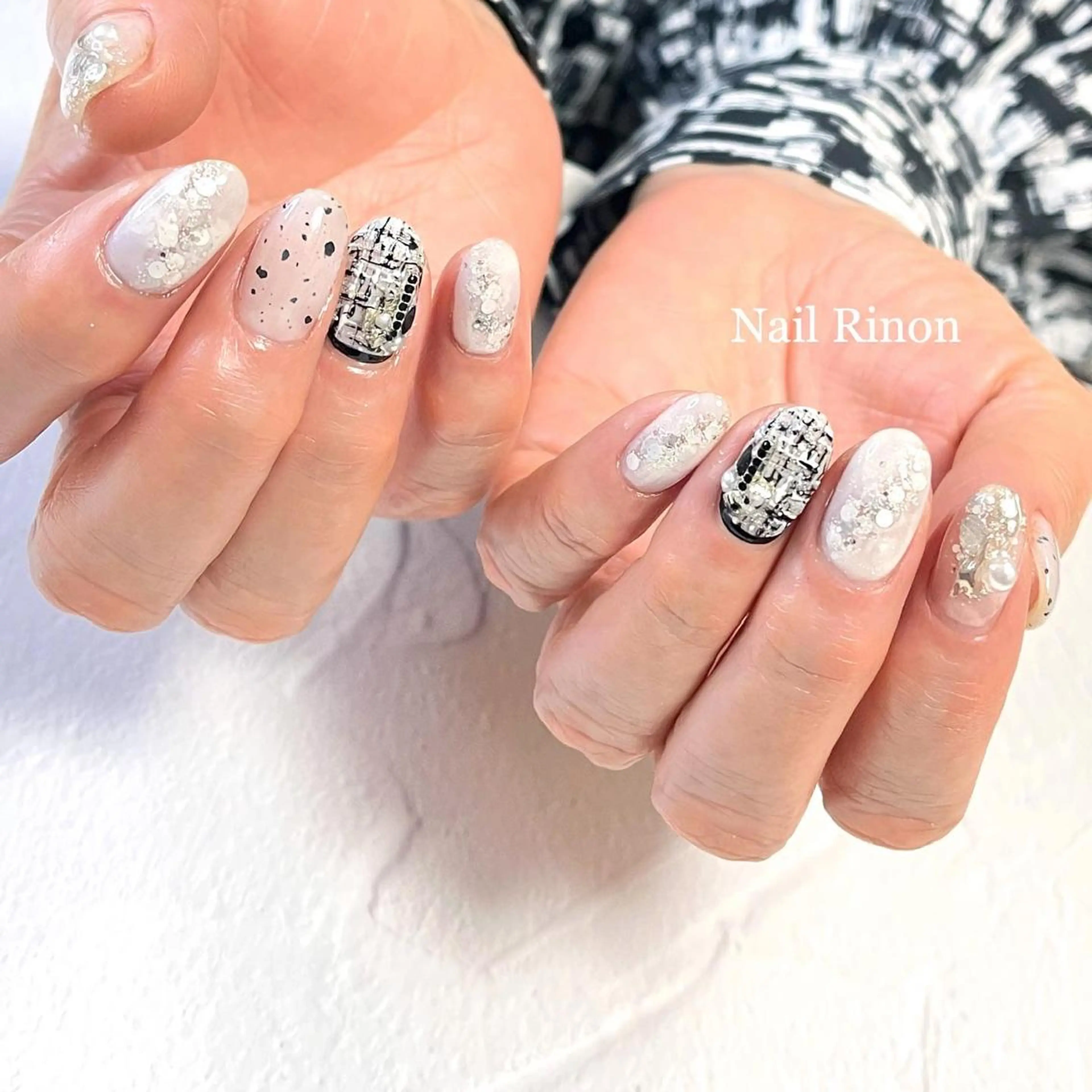 ネイル ツイードネイル 冬ネイル ハンドネイル Nail Rinonのネイルデザイン