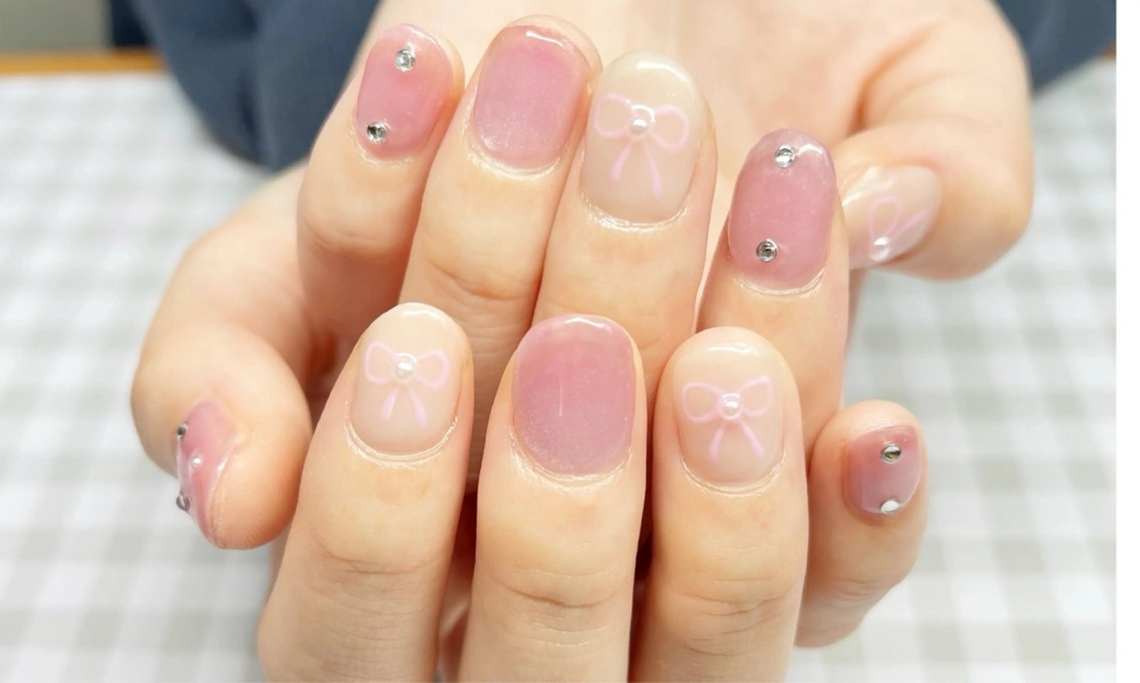 ネイル マグネットネイル リボン ハンドネイル Nail salon sowa-eのネイルデザイン