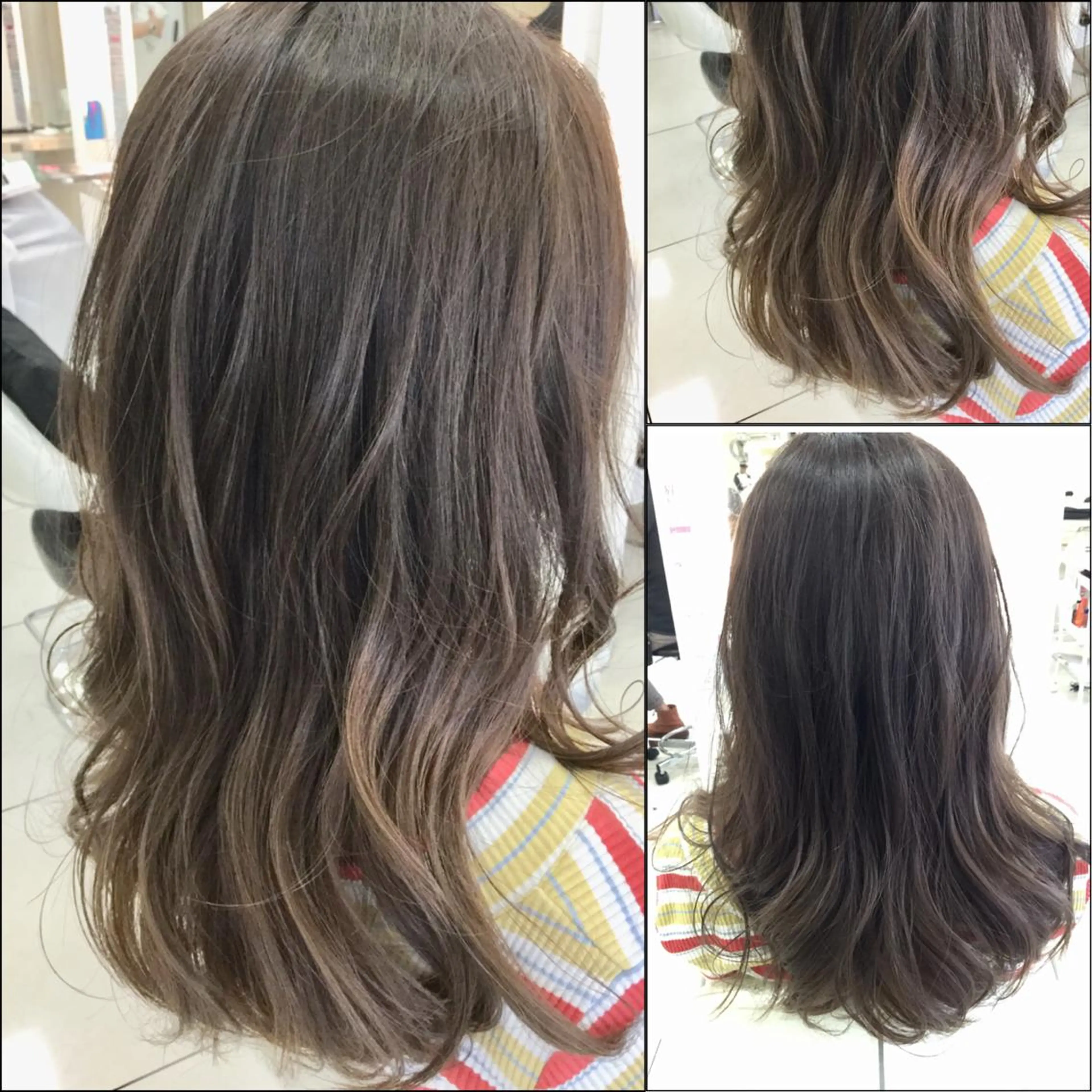ロング カラー アッシュ バレイヤージュ 黒髪 ブリーチ グラデーションカラー Ash 山田 勇太のヘアスタイル