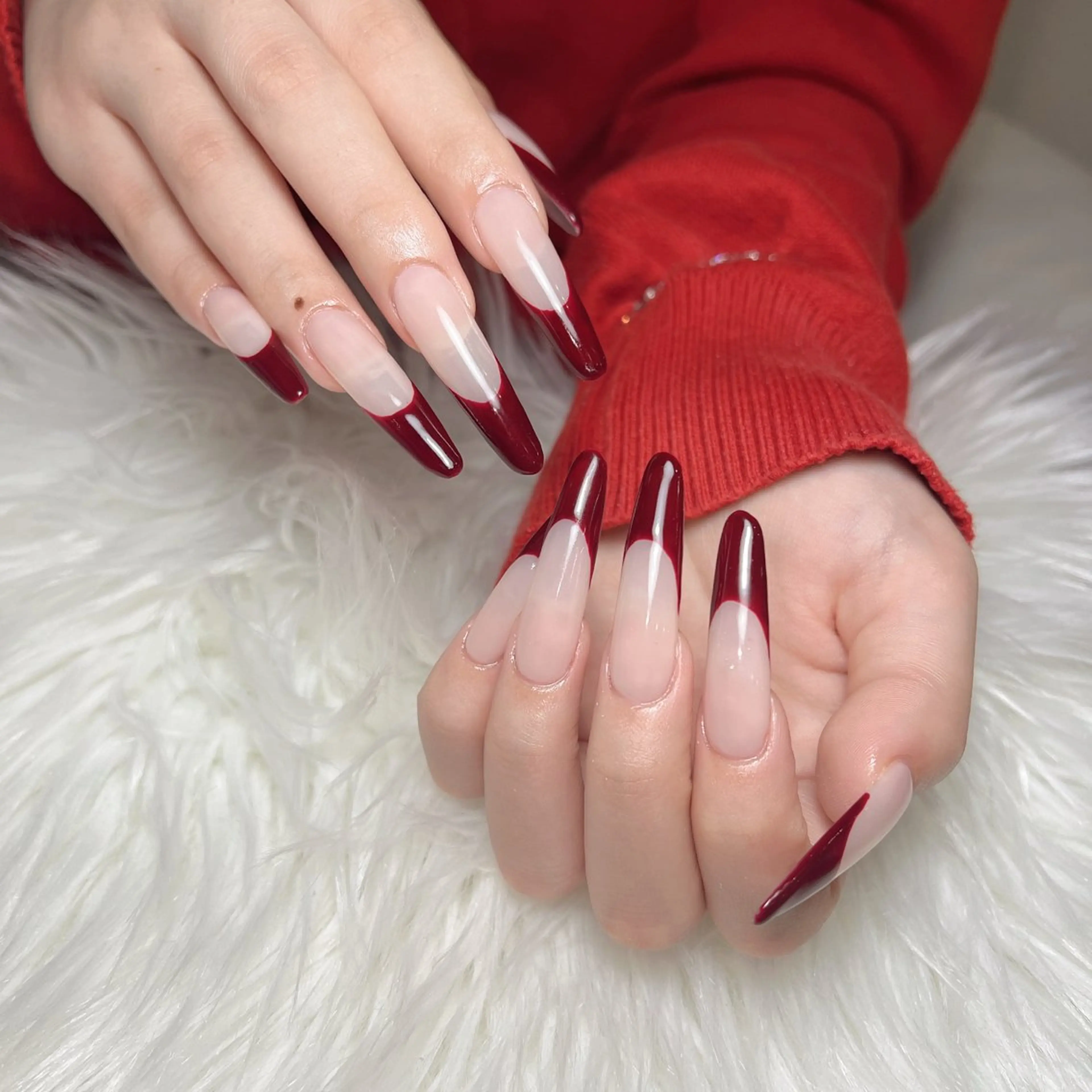 ネイル 長さ出し フットネイル フレンチネイル ガラスフレンチ グラデーション ハンドネイル M2beauty Renaのネイルデザイン