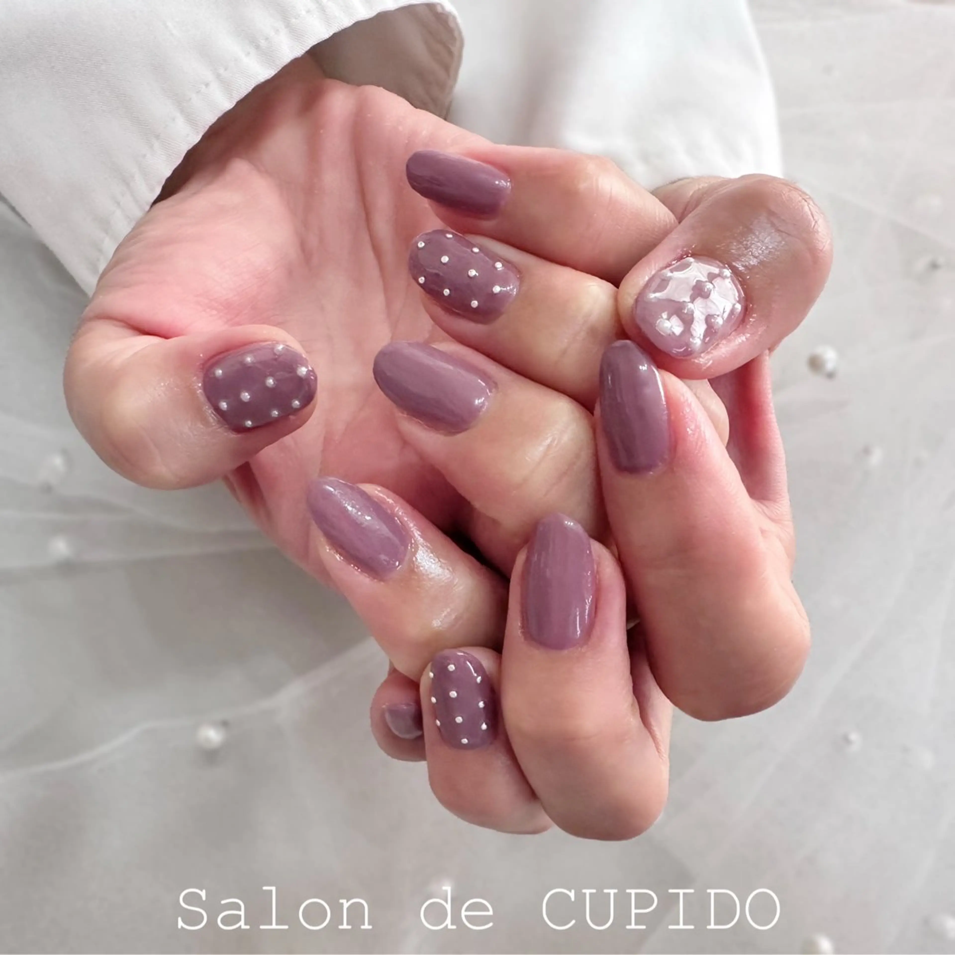 ネイル アートネイル ドット ワンカラーネイル ピンク シンプルネイル Salon de CUPIDOのネイルデザイン