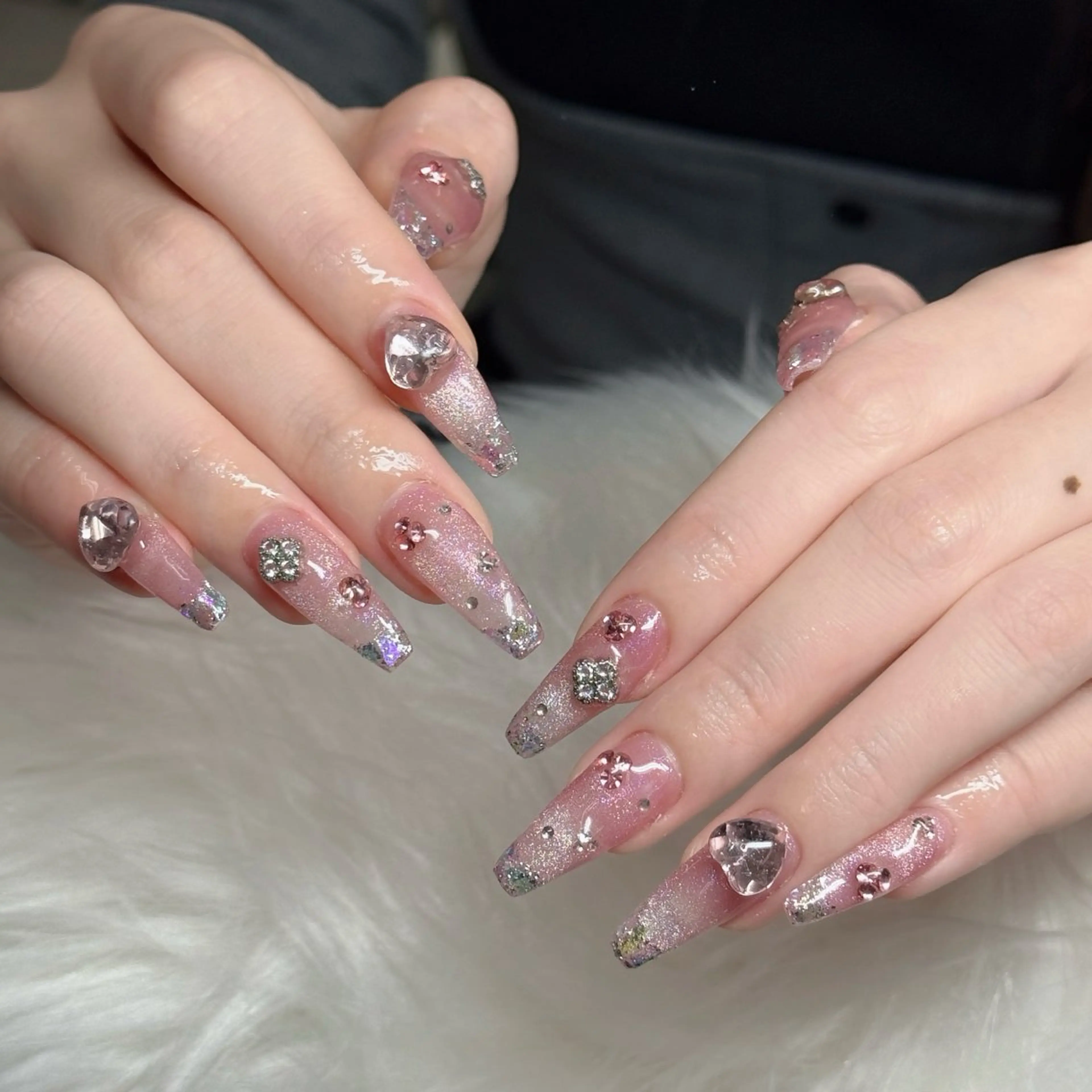 ネイル ロングネイル マグネットネイル リボン 夏ネイル スーパーロングネイル ハンドネイル Hani nailsalonのネイルデザイン